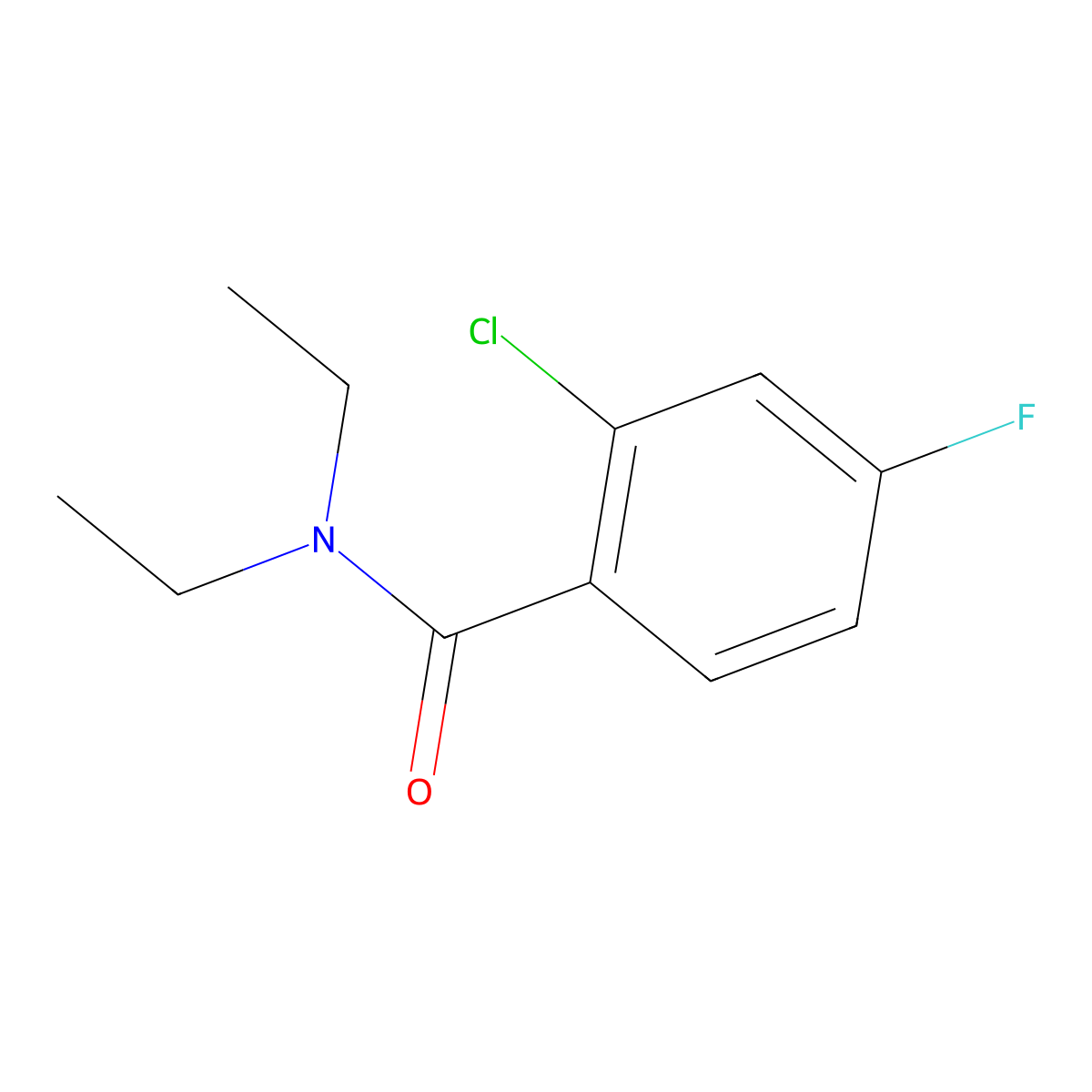 2-chloro-N,N-diethyl-4-fluorobenzamide molecular structure, CAS 130286-83-8