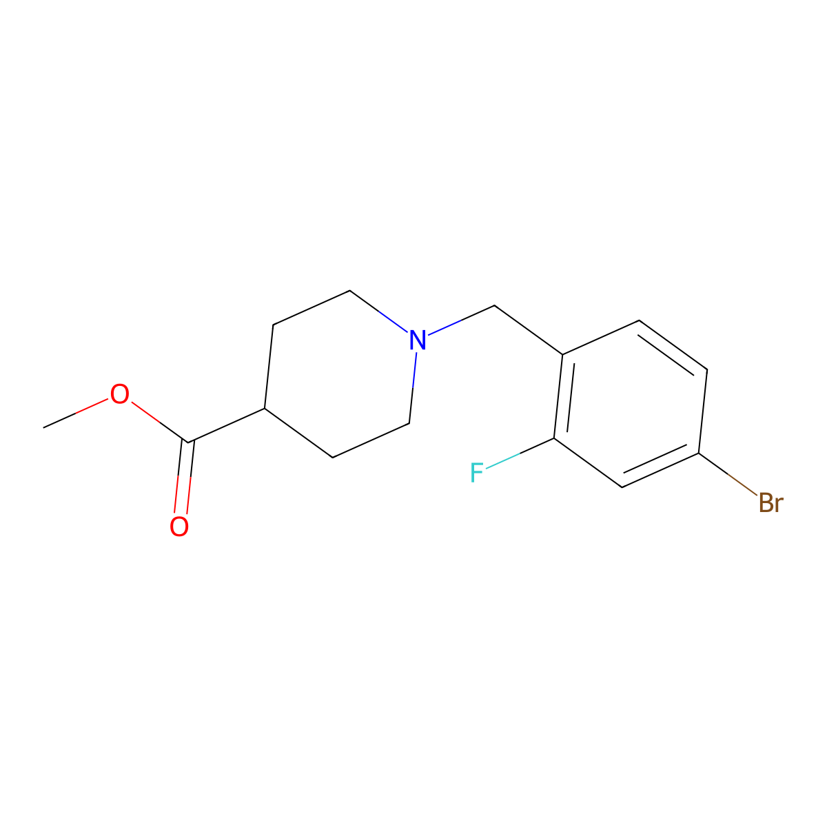 Methyl 1-(4-bromo-2-fluorobenzyl)piperidine-4-carboxylate molecular structure, CAS 1302876-49-8