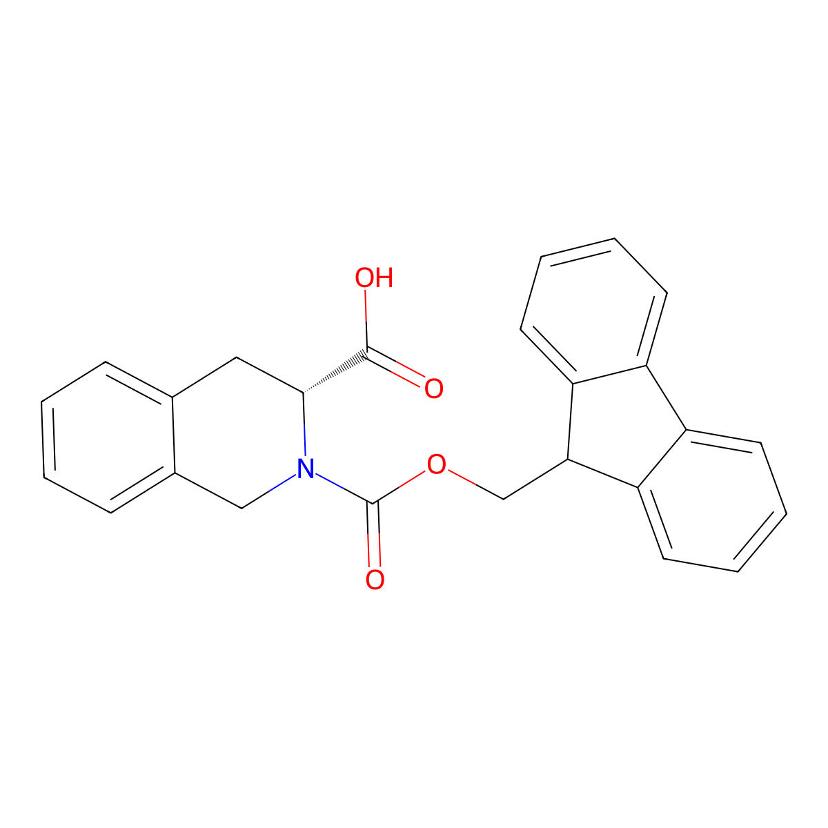 (3R)-2-(((9H-fluoren-9-yl)methoxy)carbonyl)-1,2,3,4-tetrahydroisoquinoline-3-carboxylic acid molecular structure, CAS 130309-33-0