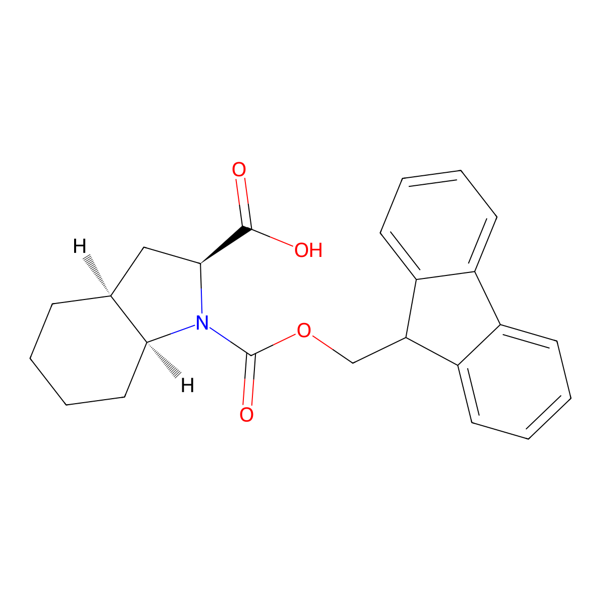 (2S,3aS,7aS)-1-(((9H-fluoren-9-yl)methoxy)carbonyl)-octahydro-1H-indole-2-carboxylic acid molecular structure, CAS 130309-37-4