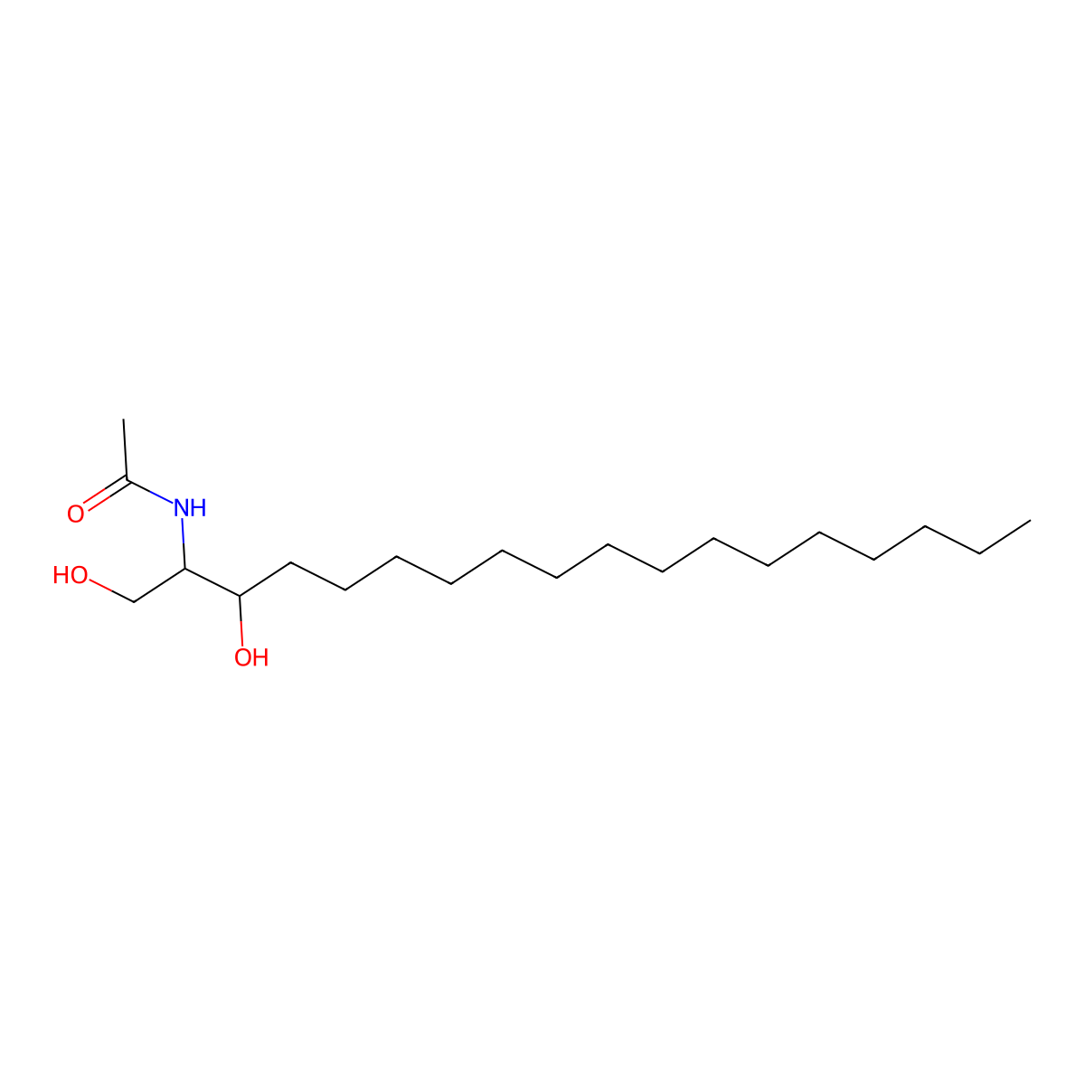 N-((1S,2R)-2-Hydroxy-1-(hydroxymethyl)heptadecyl)acetamide molecular structure, CAS 13031-64-6