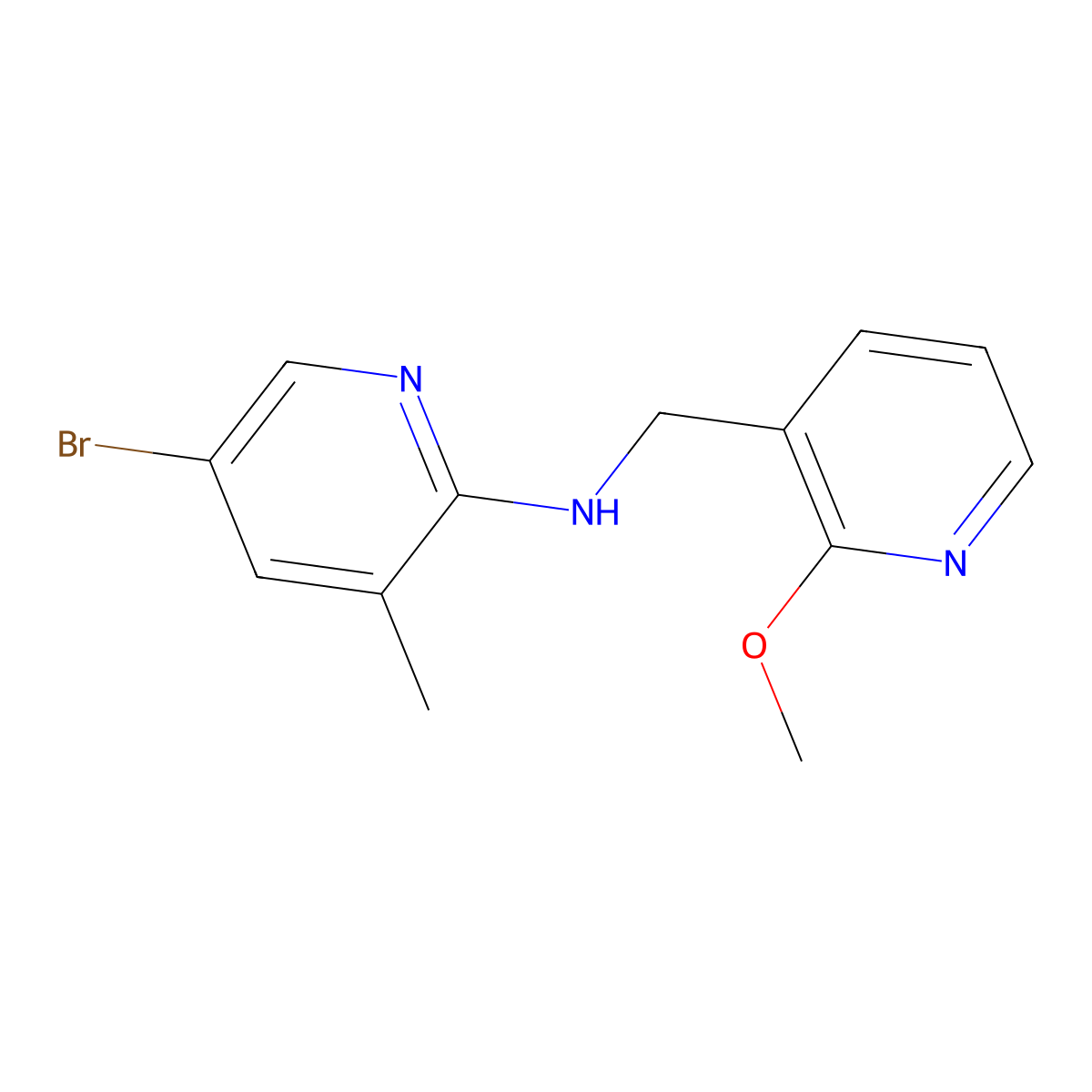 N-(5-bromo-3-methyl-2-pyridinyl)-2-methoxy-3-pyridinemethanamine molecular structure, CAS 1303427-39-5