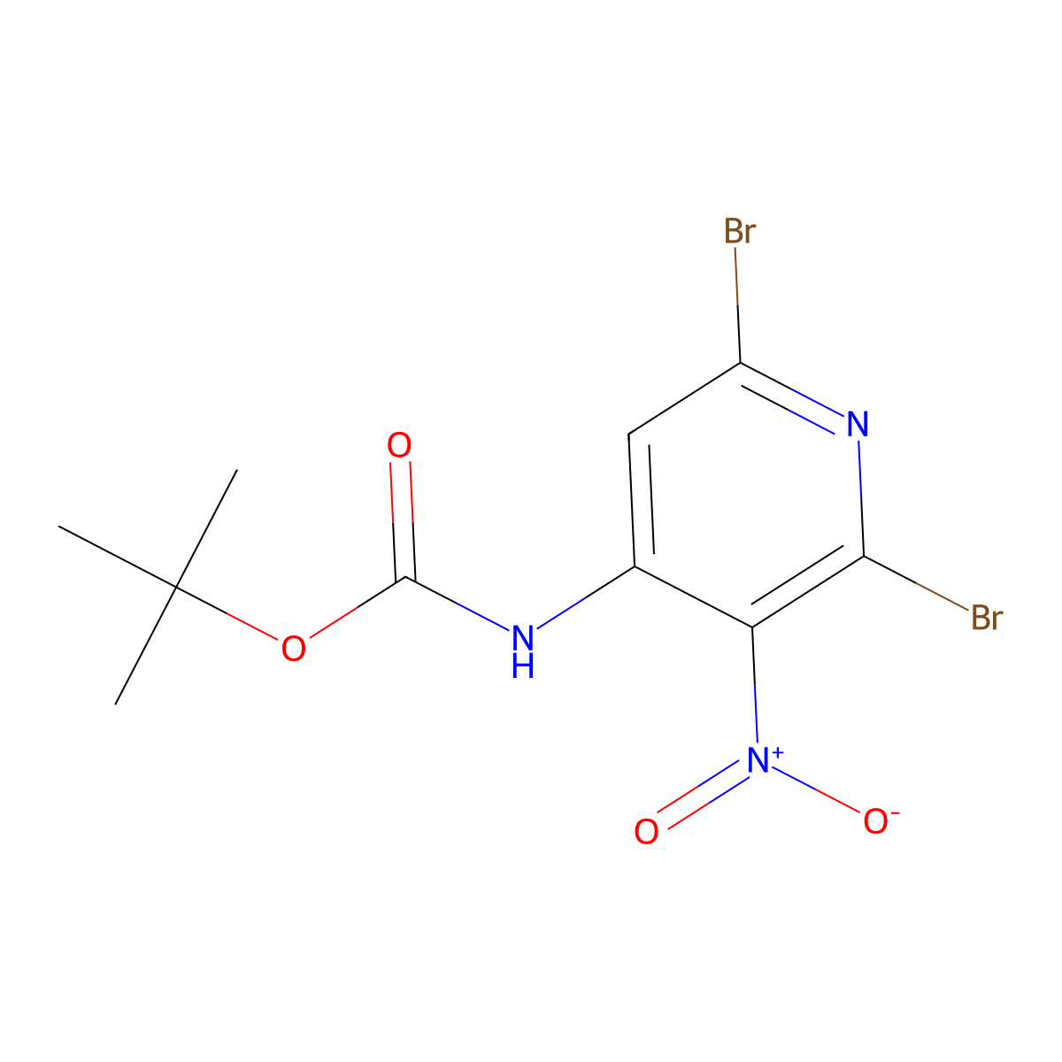 tert-Butyl (2,6-dibromo-3-nitropyridin-4-yl)carbamate molecular structure, CAS 1303439-11-3