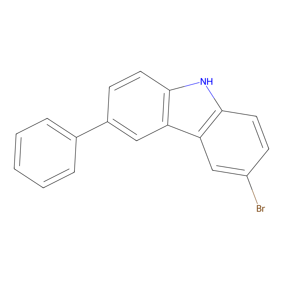 3-bromo-6-phenyl-9H-carbazole molecular structure, CAS 1303472-72-1