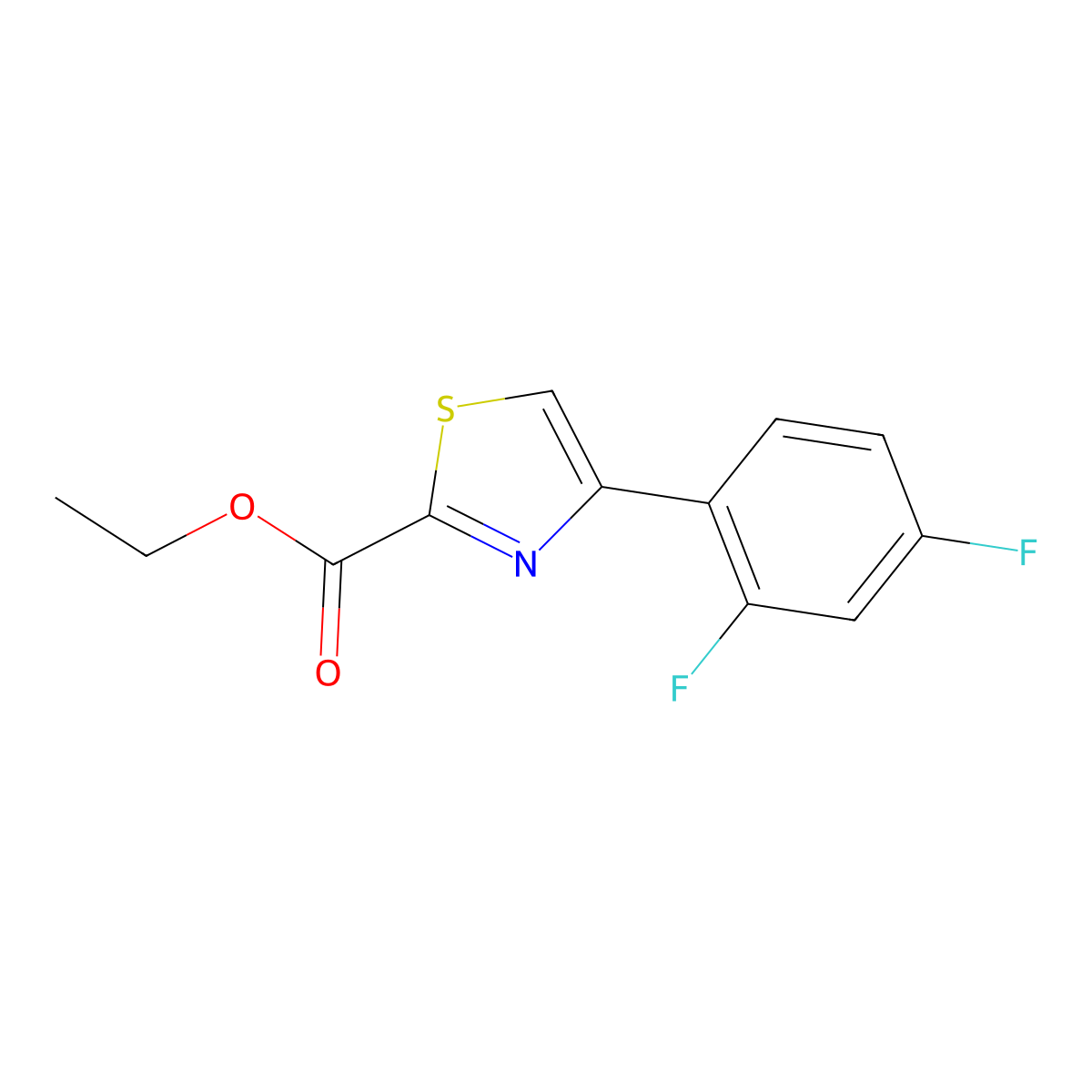 Ethyl 4-(2,4-difluorophenyl)-2-thiazolecarboxylate molecular structure, CAS 1303477-54-4