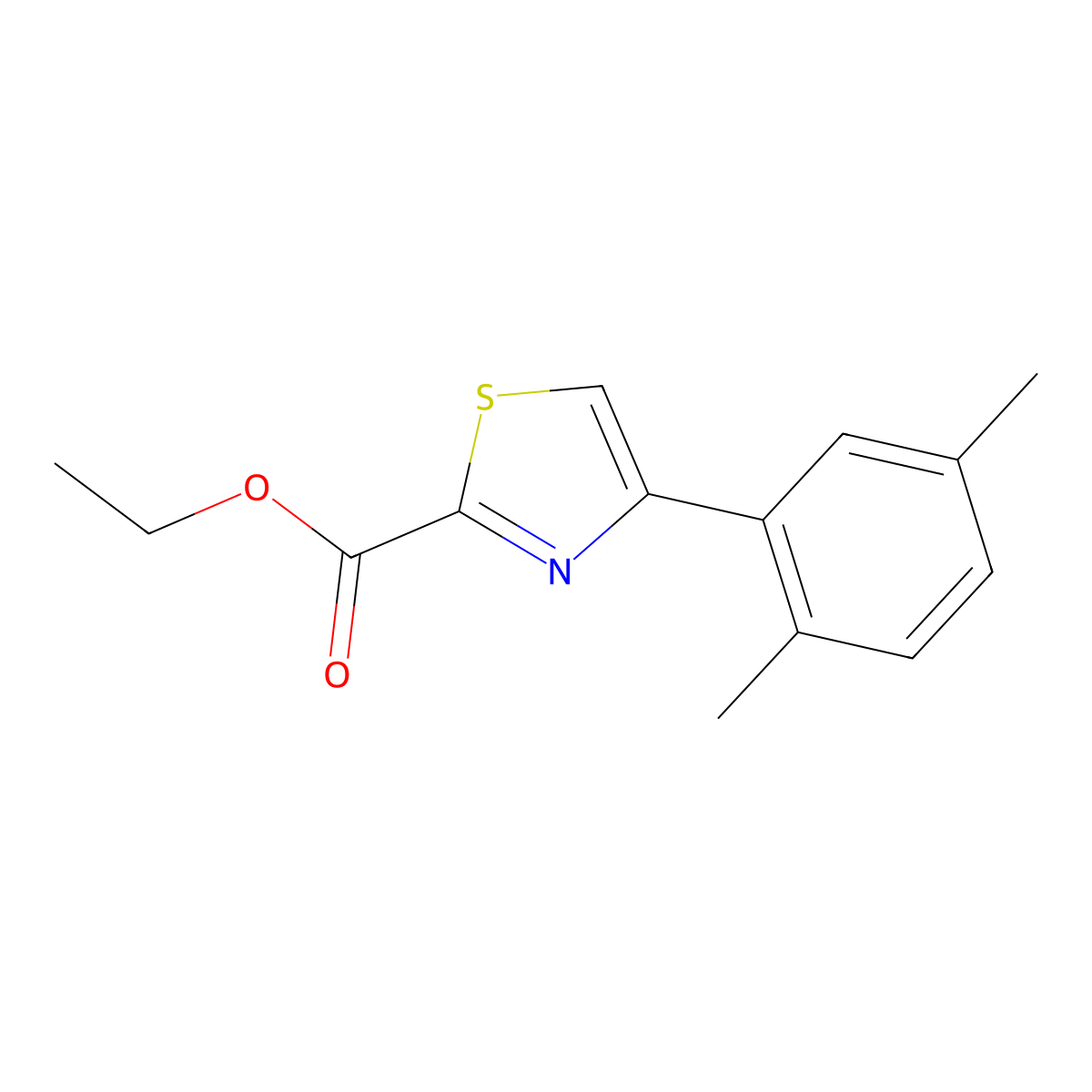 Ethyl 4-(2,5-dimethylphenyl)-2-thiazolecarboxylate molecular structure, CAS 1303477-56-6