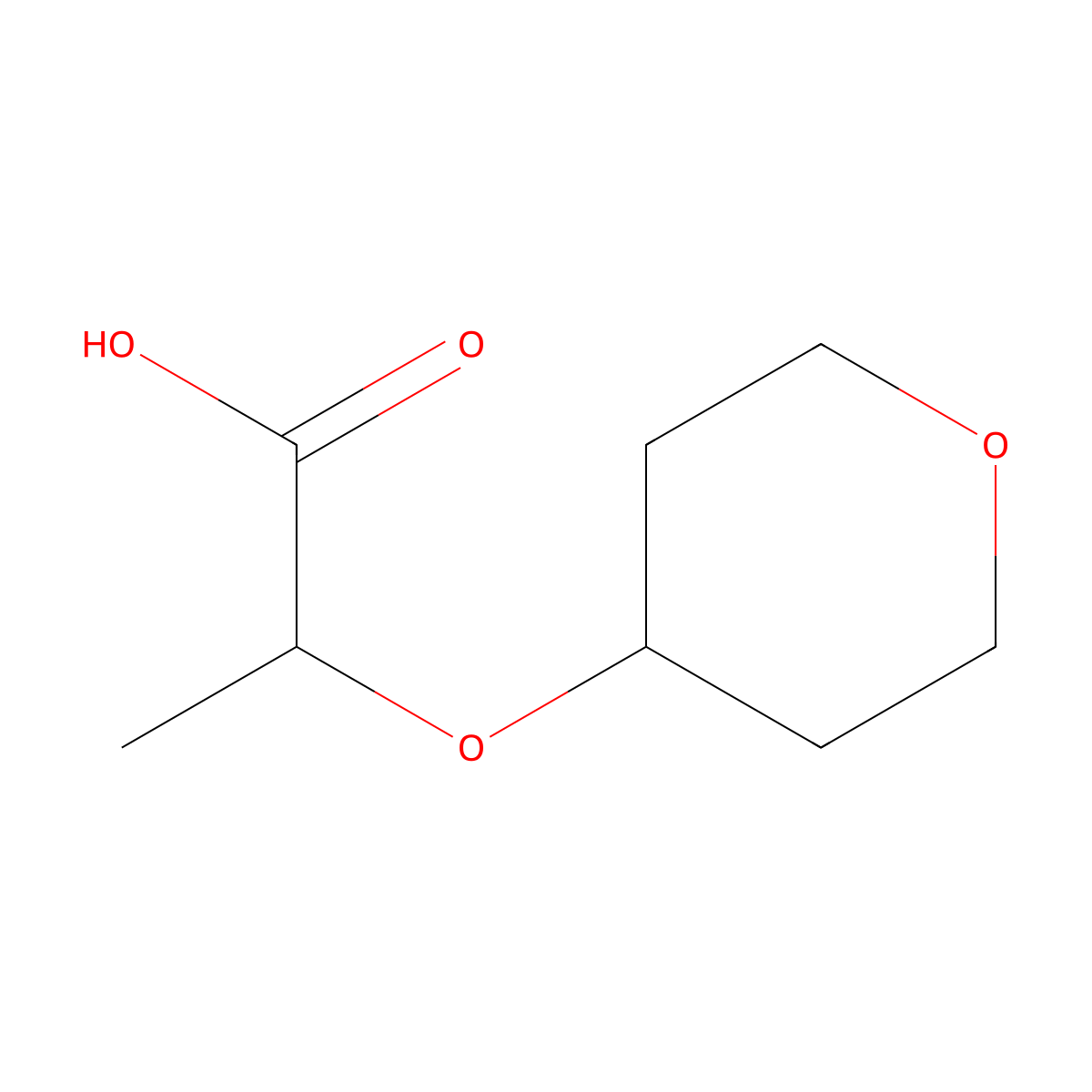 2-(Oxan-4-yloxy)propanoic acid molecular structure, CAS 1303483-47-7
