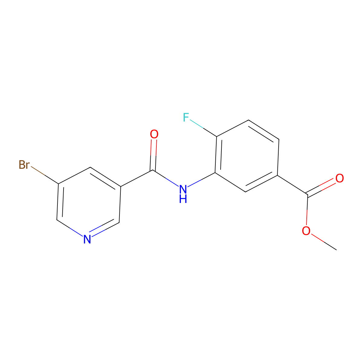 Methyl 3-(5-bromonicotinamido)-4-fluorobenzoate molecular structure, CAS 1303491-30-6