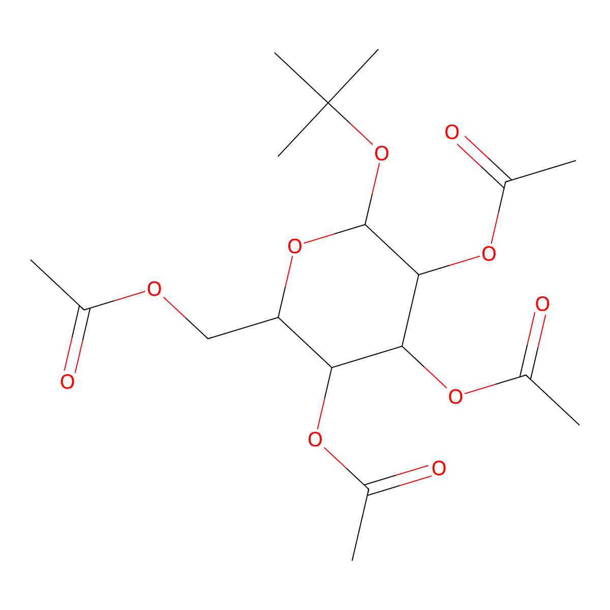 tert-Butyl 2,3,4,6-tetra-O-acetylhexopyranoside molecular structure, CAS 13035-51-3