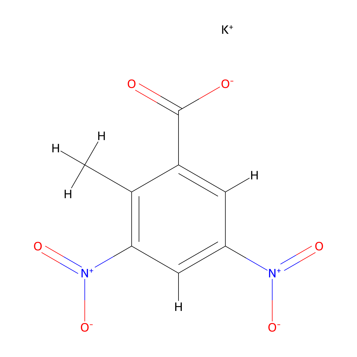 Potassium 2-methyl-3,5-dinitrobenzoate molecular structure, CAS 1303525-72-5