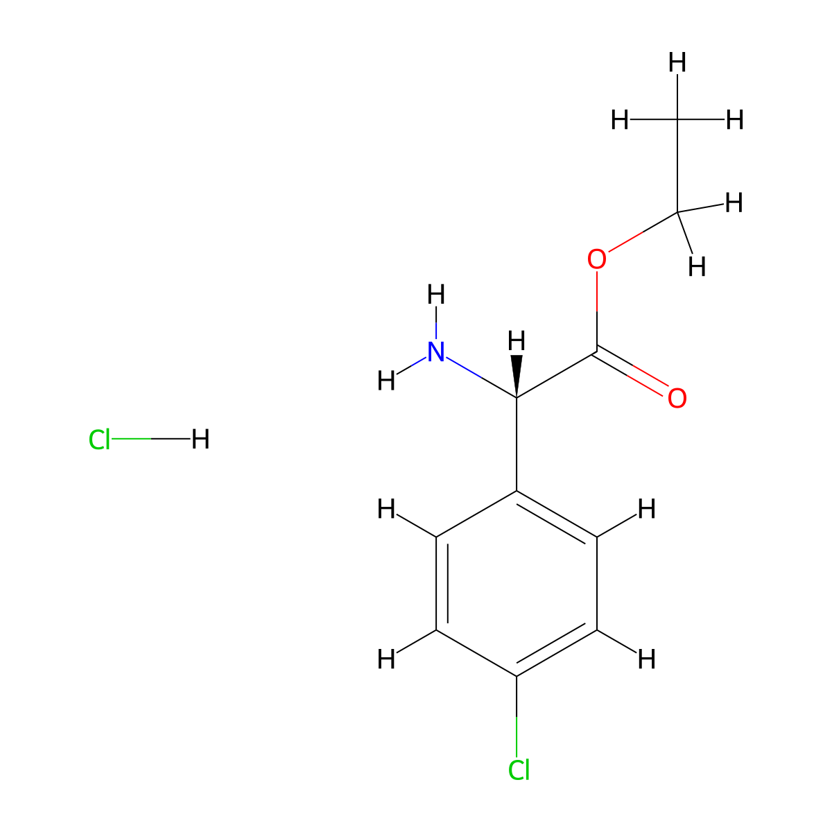 Ethyl (2s)-2-amino-2-(4-chlorophenyl)acetate hydrochloride molecular structure, CAS 1303530-45-1