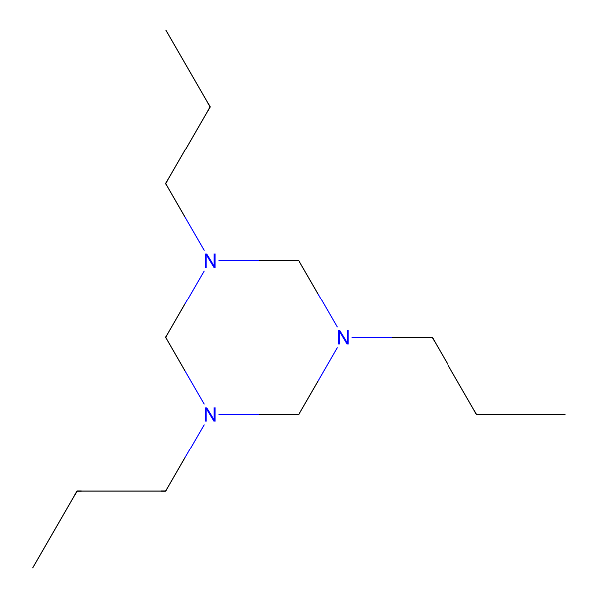 1,3,5-Triazine, hexahydro-1,3,5-tripropyl- molecular structure, CAS 13036-81-2