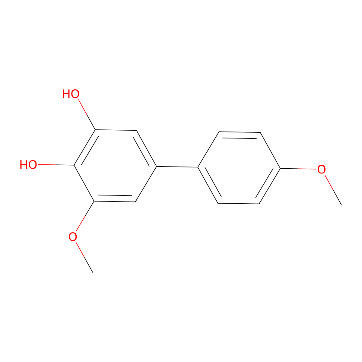 (1,1'-Biphenyl)-3,4-diol, 4',5-dimethoxy- molecular structure, CAS 130364-26-0