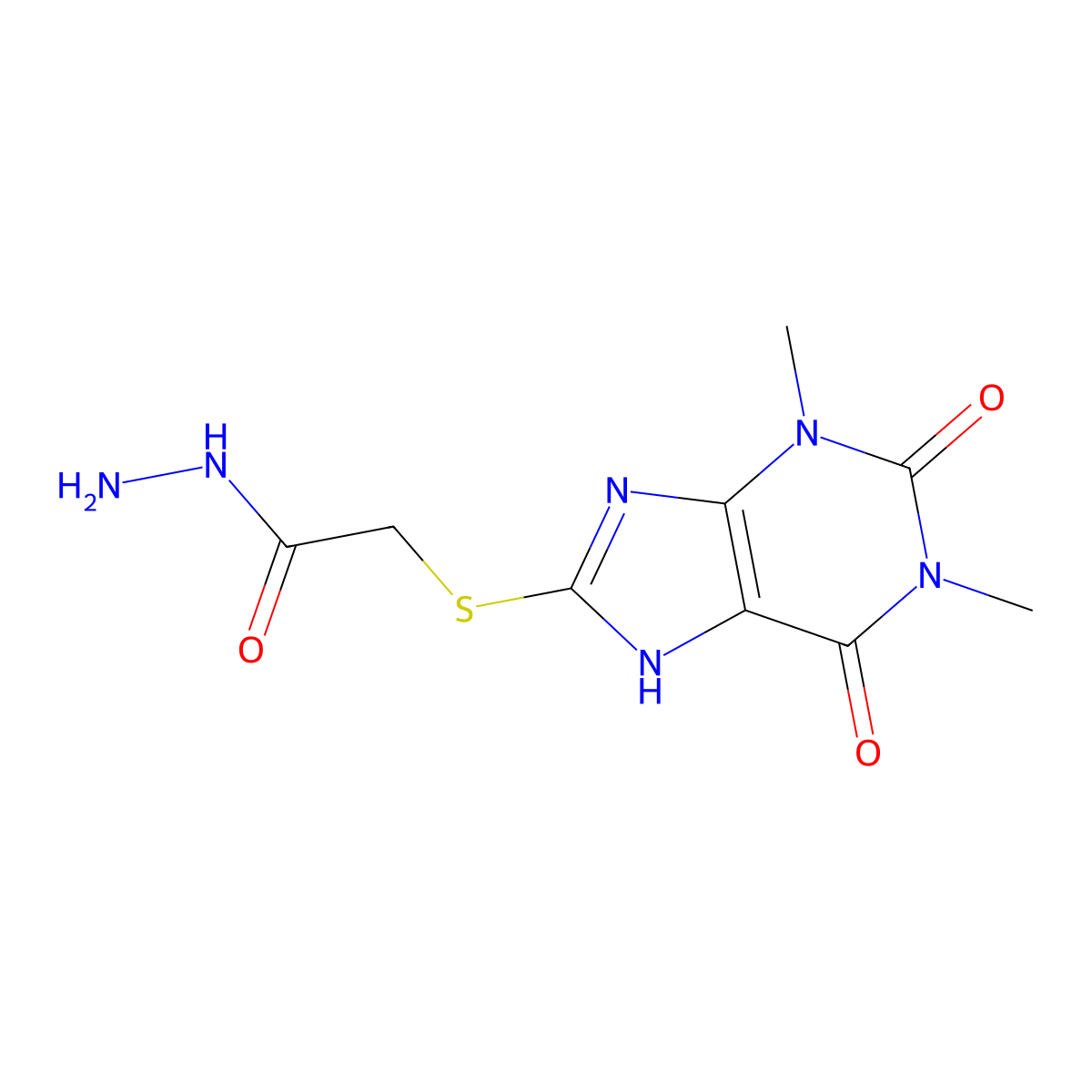 2-[(1,3-dimethyl-2,6-dioxo-2,3,6,7-tetrahydro-1H-purin-8-yl)sulfanyl]acetohydrazide molecular structure, CAS 130366-24-4