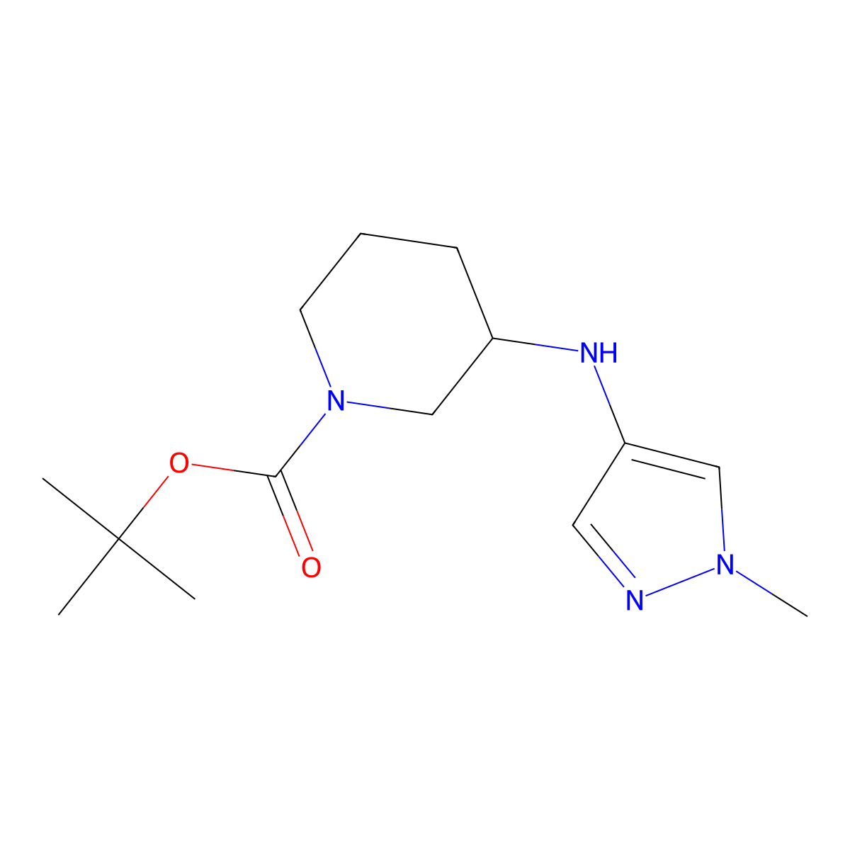 Tert-butyl 3-((1-methyl-1H-pyrazol-4-yl)amino)piperidine-1-carboxylate molecular structure, CAS 1303682-61-2