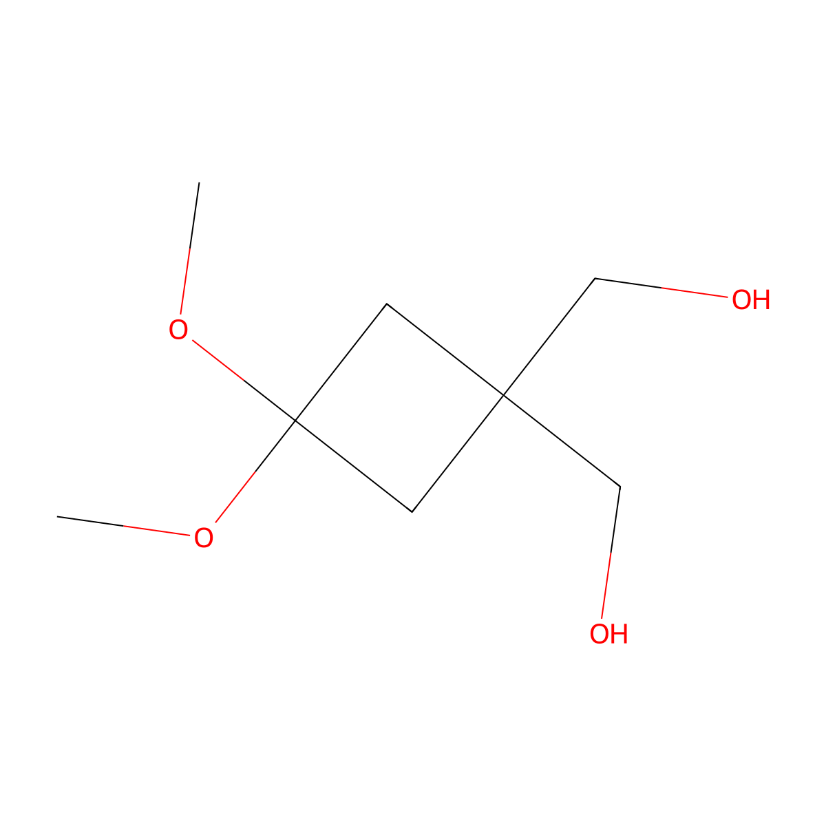 [1-(Hydroxymethyl)-3,3-dimethoxycyclobutyl]methanol molecular structure, CAS 130369-33-4