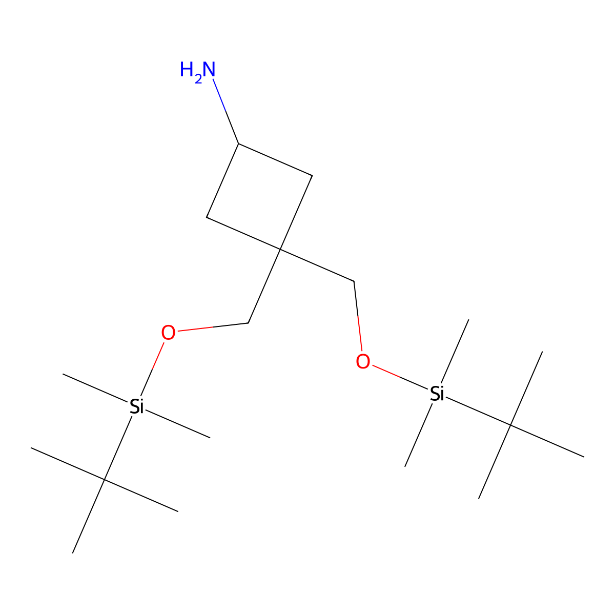 3,3-Bis({[(tert-butyldimethylsilyl)oxy]methyl})cyclobutan-1-amine molecular structure, CAS 130369-34-5