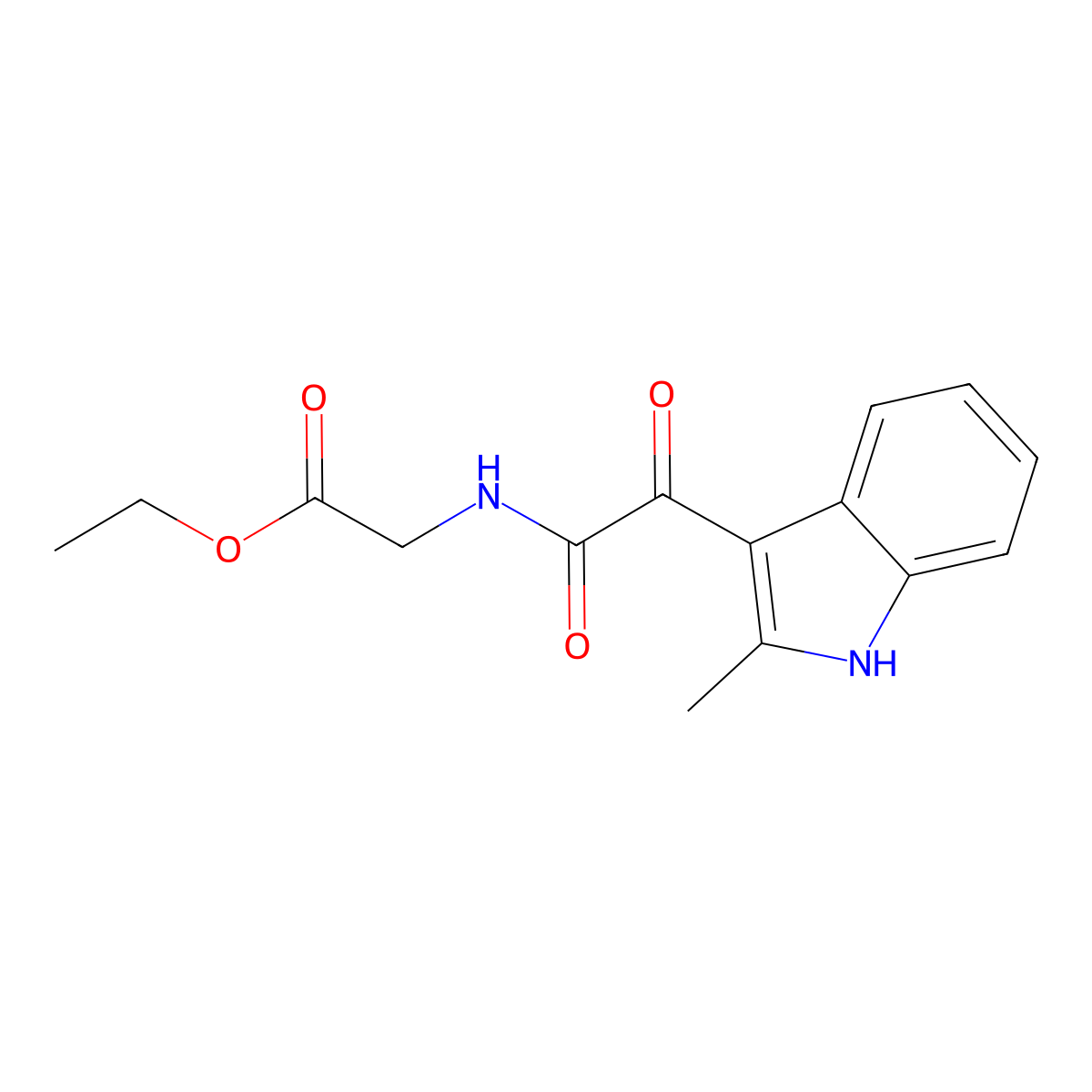 ethyl 2-(2-(2-methyl-1H-indol-3-yl)-2-oxoacetamido)acetate molecular structure, CAS 130372-89-3