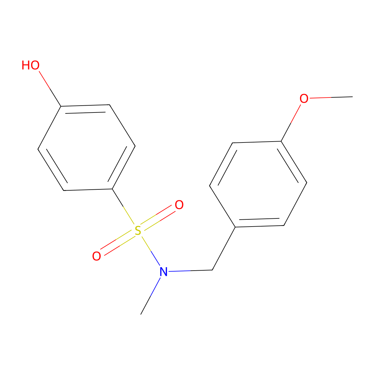 4-hydroxy-N-[(4-methoxyphenyl)methyl]-N-methylbenzene-1-sulfonamide molecular structure, CAS 1303732-30-0