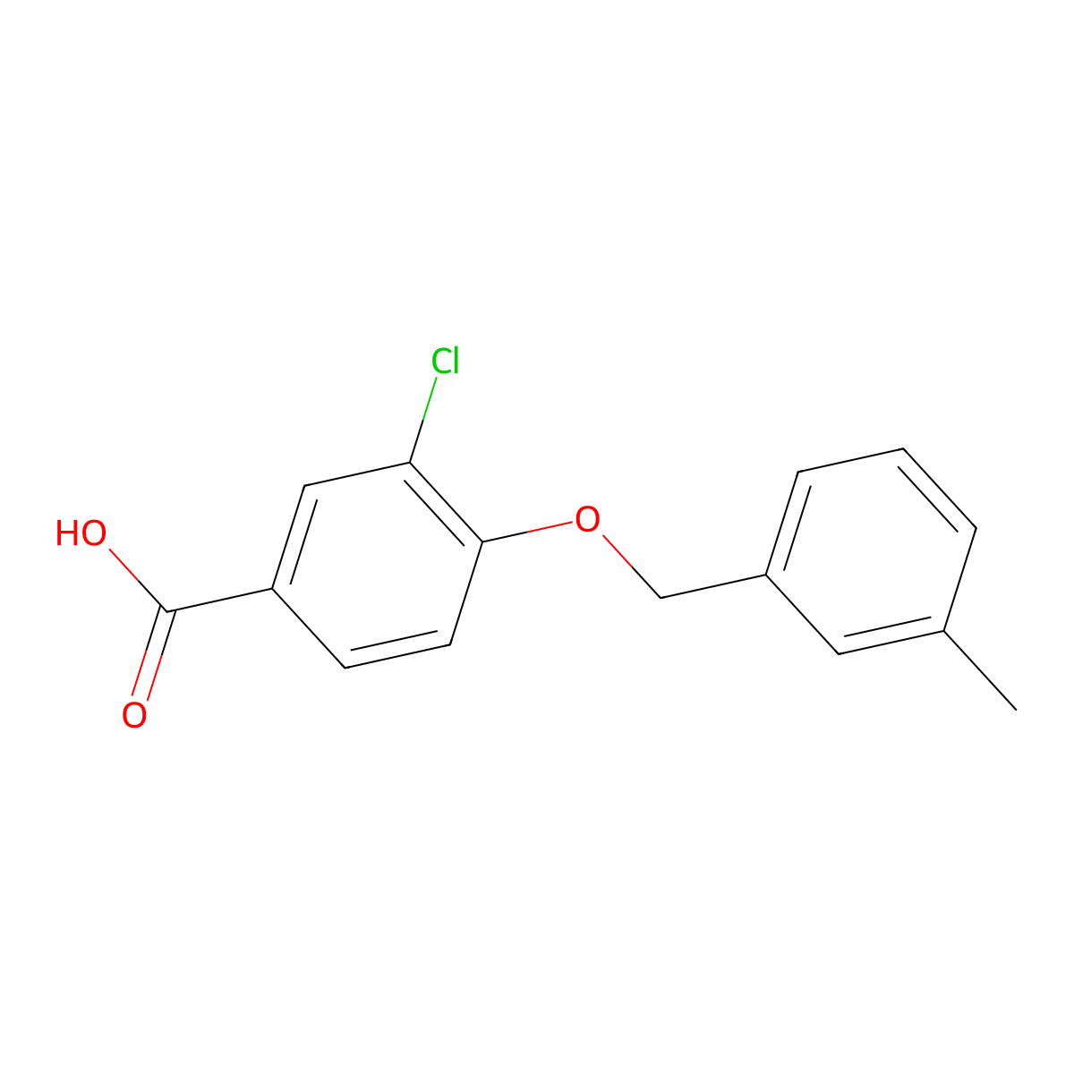 3-Chloro-4-((3-methylbenzyl)oxy)benzoic acid molecular structure, CAS 1303786-33-5