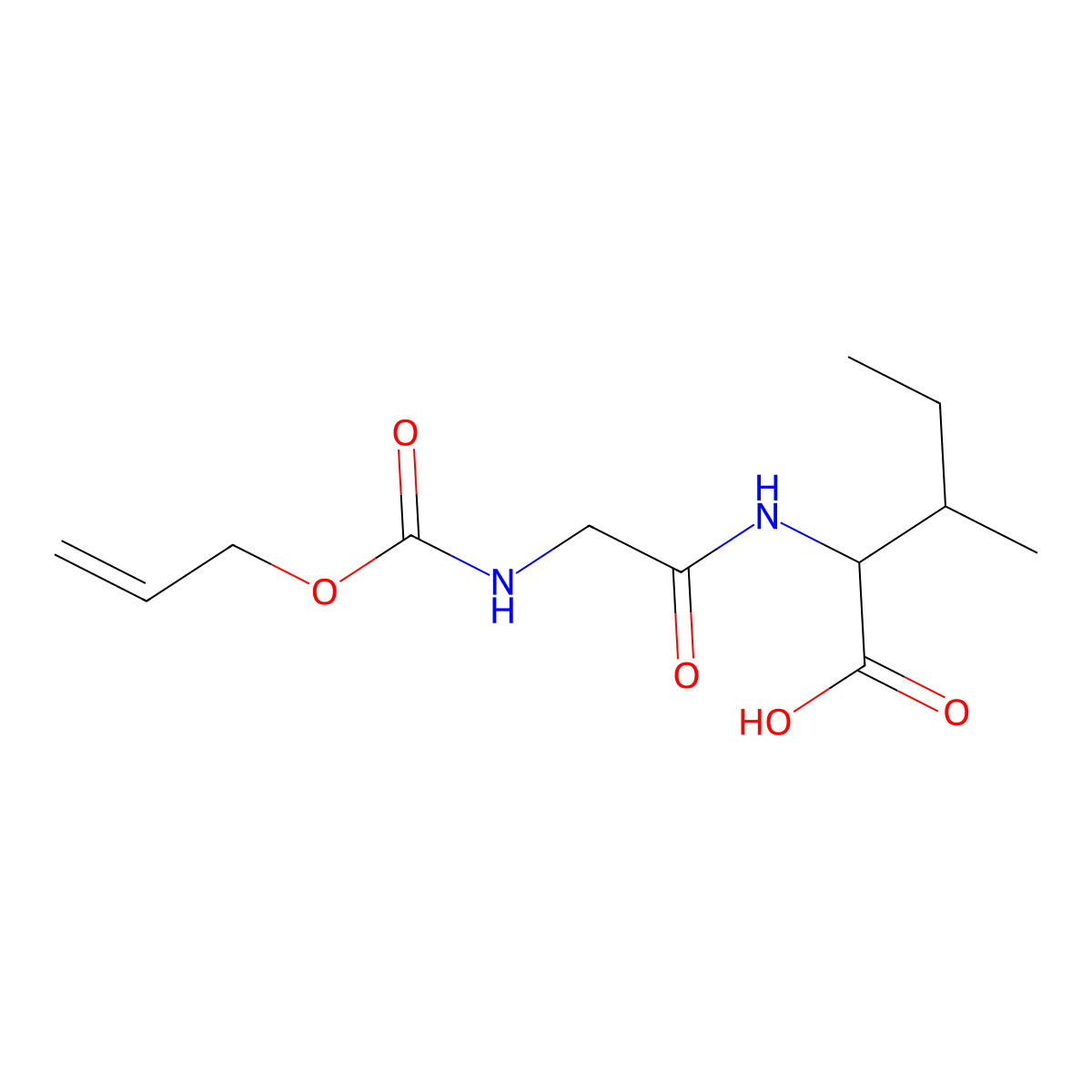 (2S,3S)-3-methyl-2-(2-{[(prop-2-en-1-yloxy)carbonyl]amino}acetamido)pentanoic acid molecular structure, CAS 130380-74-4