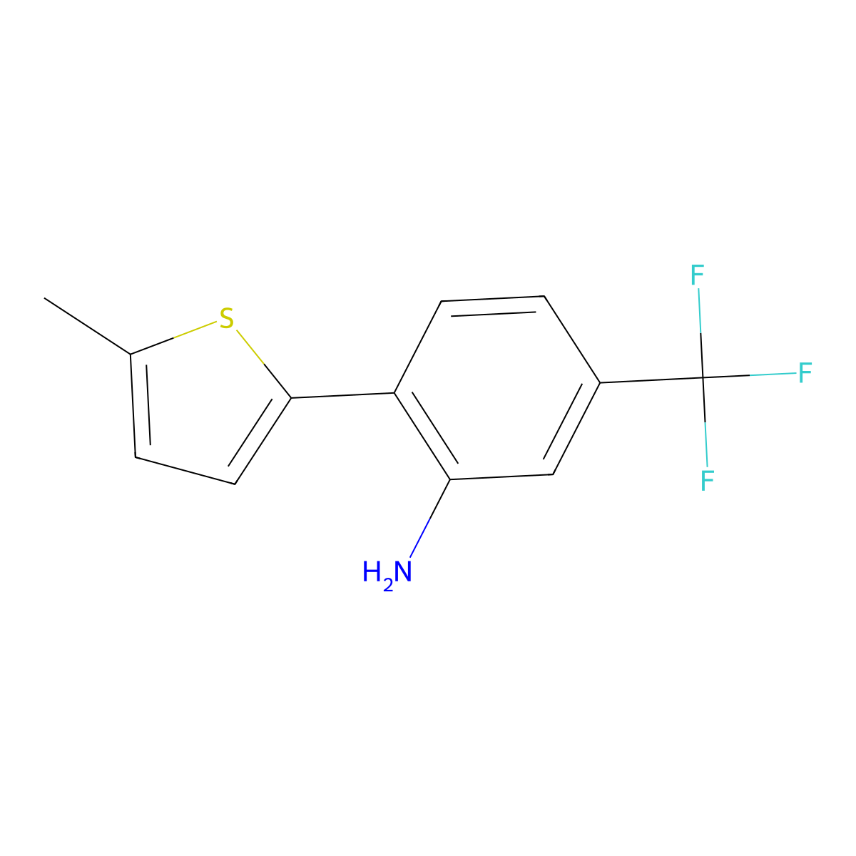 2-(5-Methyl-2-thienyl)-5-(trifluoromethyl)benzenamine molecular structure, CAS 1303812-82-9