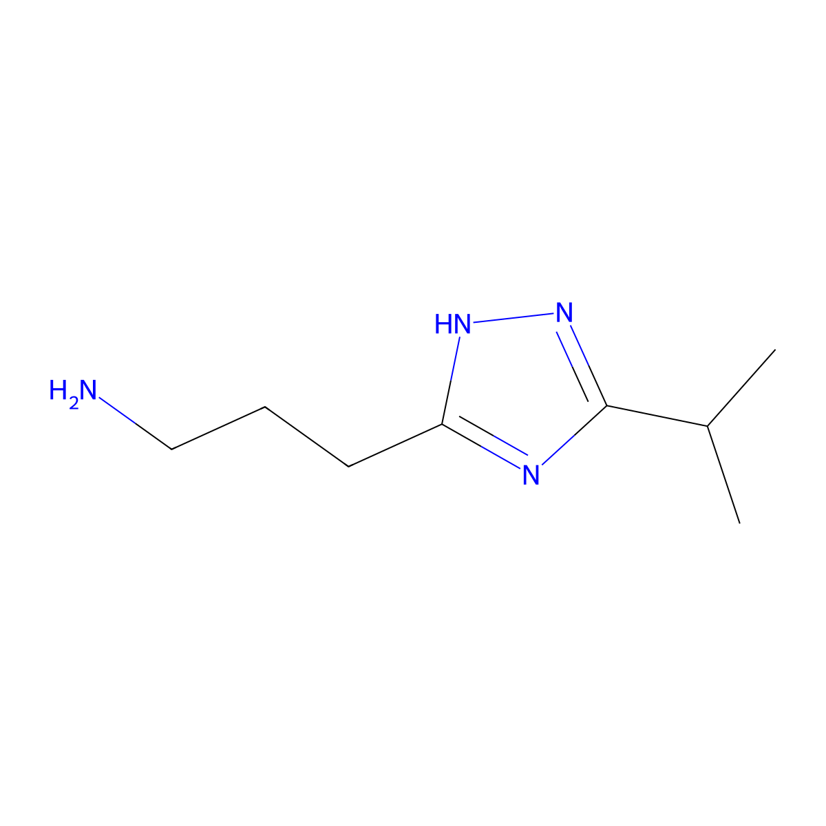 3-[5-(propan-2-yl)-4H-1,2,4-triazol-3-yl]propan-1-amine molecular structure, CAS 1303845-61-5