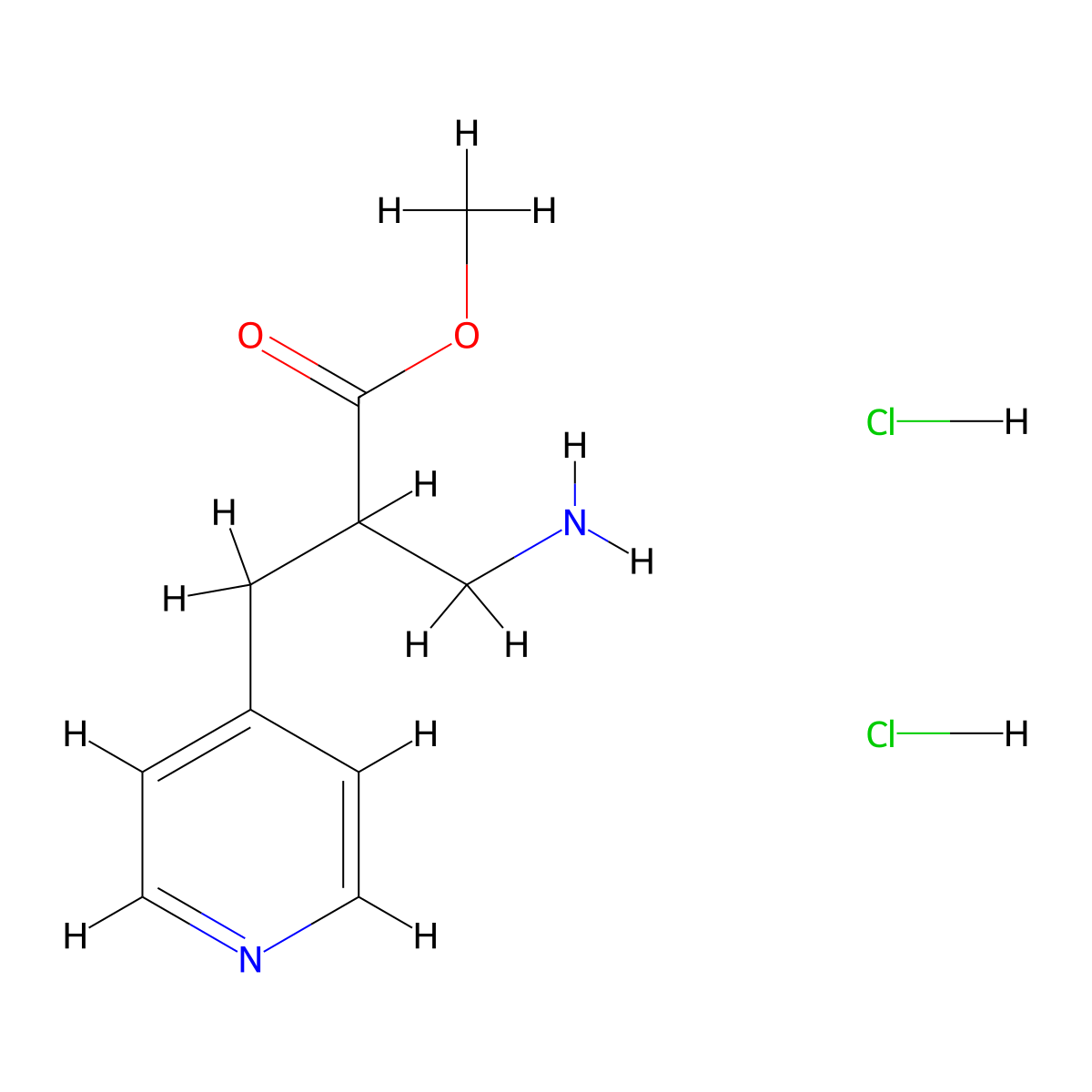 Methyl 3-amino-2-[(pyridin-4-yl)methyl]propanoate dihydrochloride molecular structure, CAS 1303889-60-2