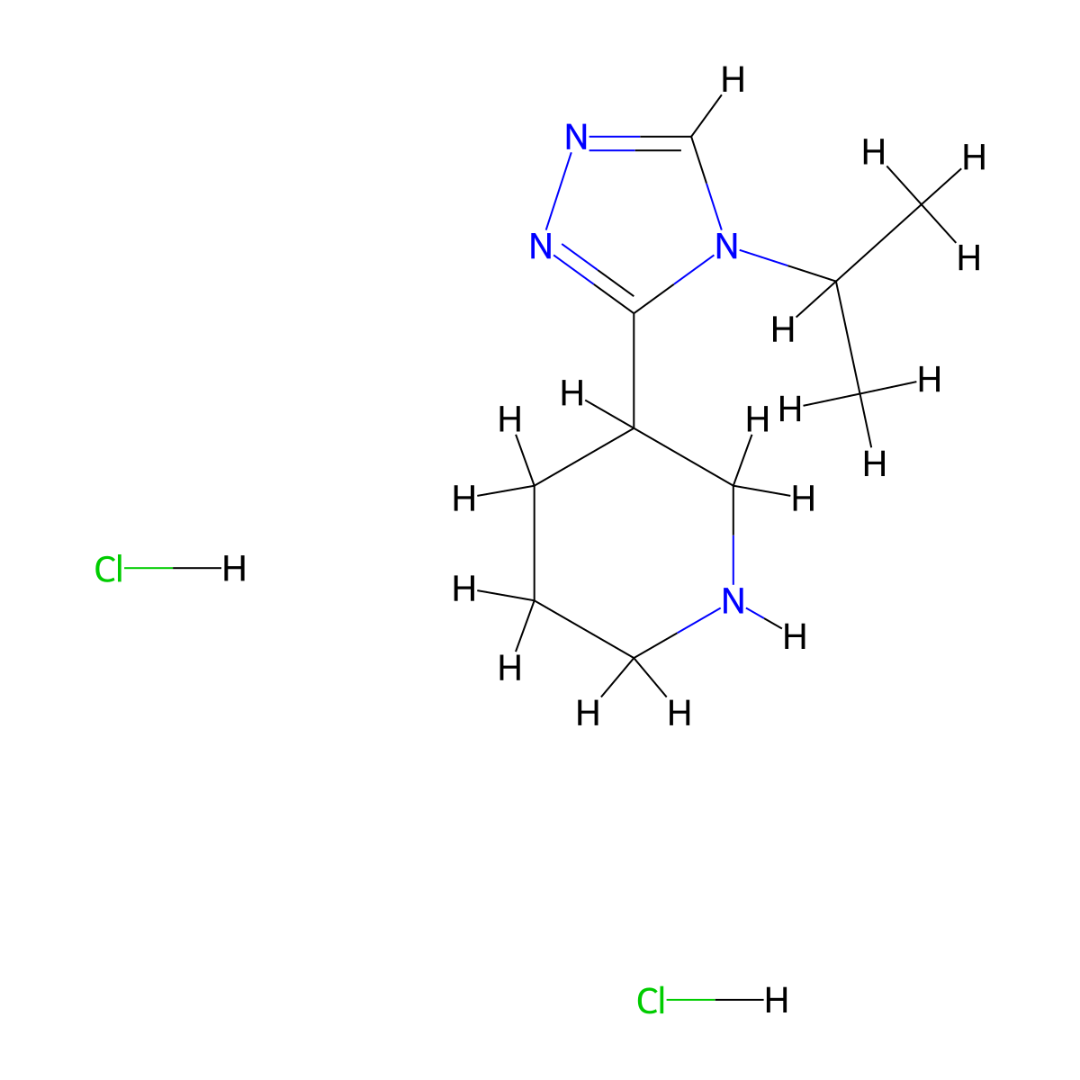 3-[4-(propan-2-yl)-4H-1,2,4-triazol-3-yl]piperidine dihydrochloride molecular structure, CAS 1303889-70-4