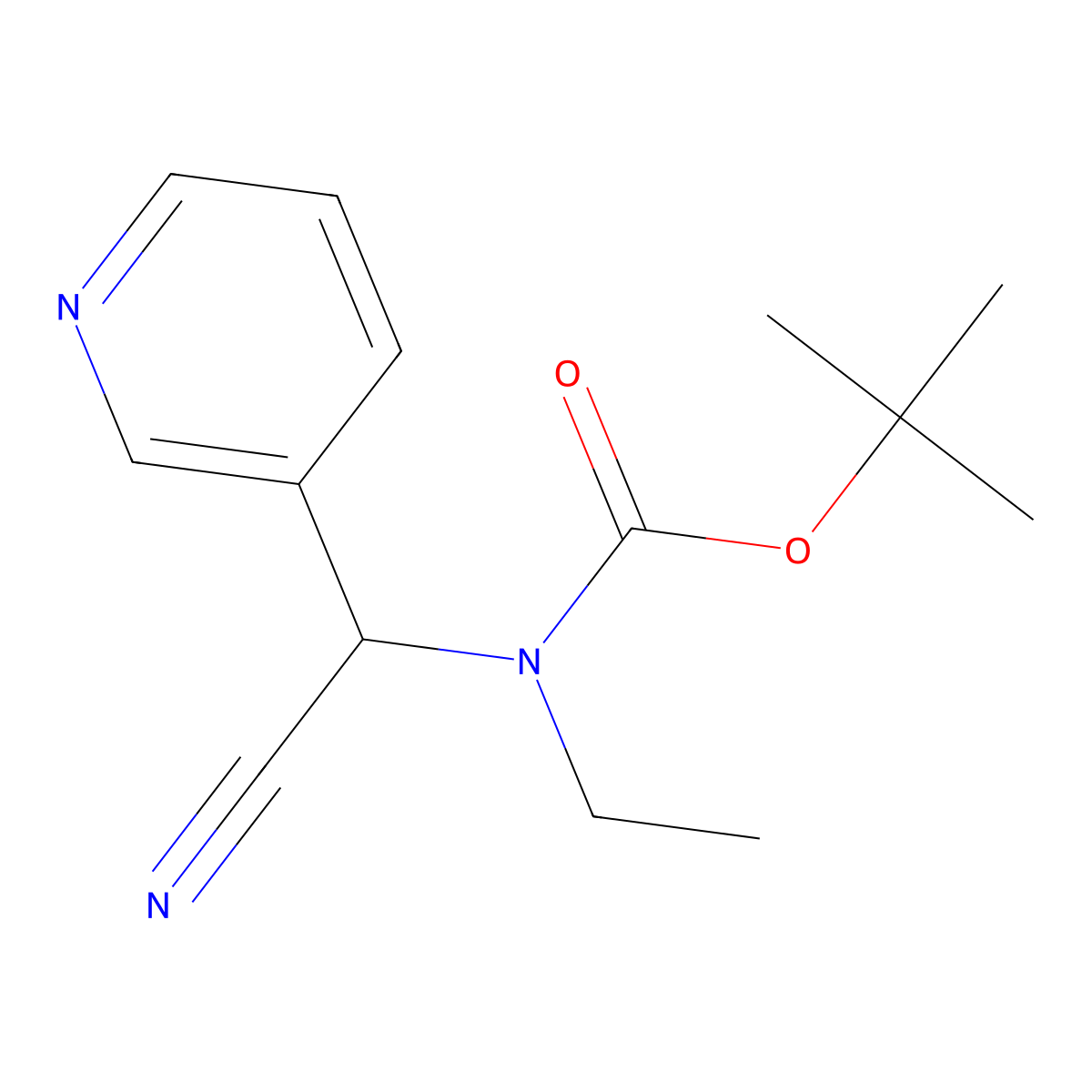 tert-butyl N-[cyano(pyridin-3-yl)methyl]-N-ethylcarbamate molecular structure, CAS 1303889-77-1