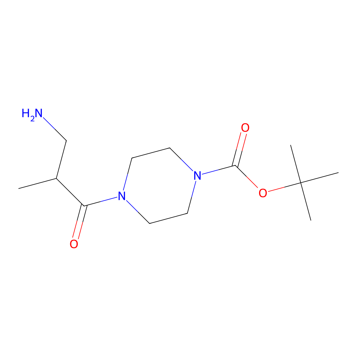 Tert-butyl 4-(3-amino-2-methylpropanoyl)piperazine-1-carboxylate molecular structure, CAS 1303889-86-2
