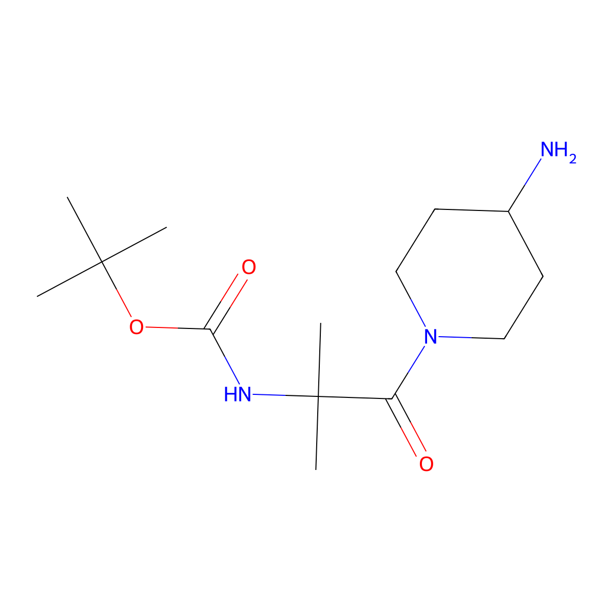 tert-butyl N-[1-(4-aminopiperidin-1-yl)-2-methyl-1-oxopropan-2-yl]carbamate molecular structure, CAS 1303889-88-4
