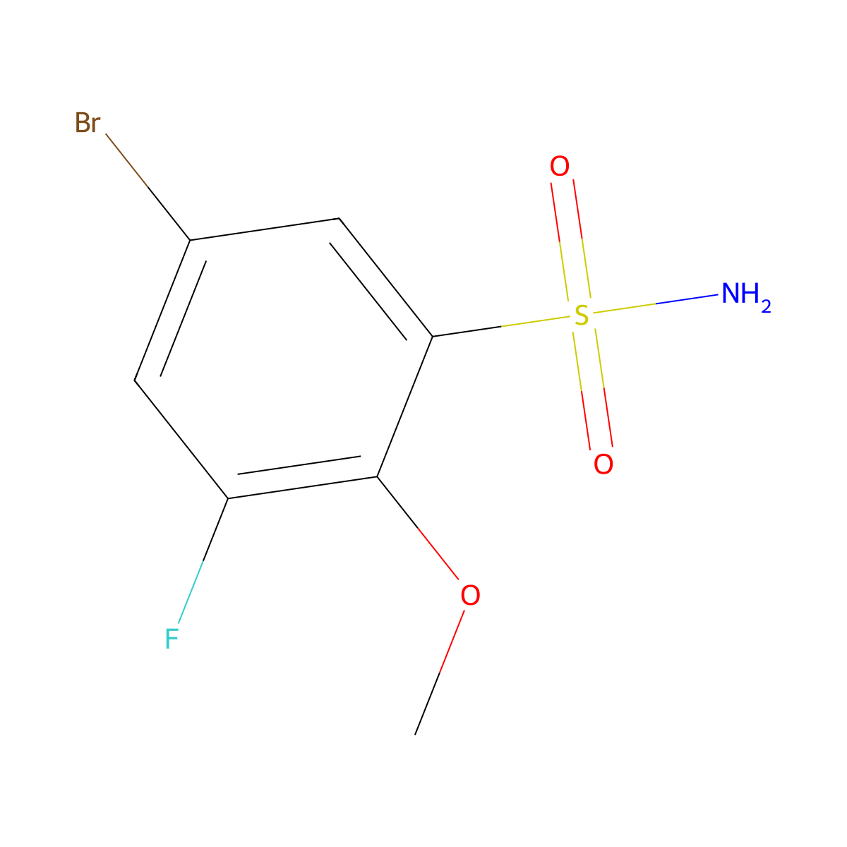 5-Bromo-3-fluoro-2-methoxybenzene-1-sulfonamide molecular structure, CAS 1303889-98-6
