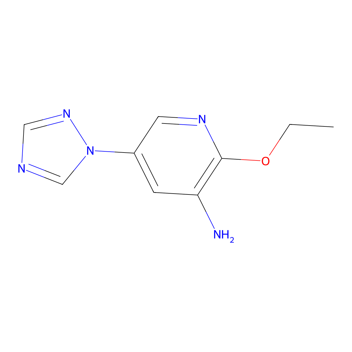 2-ethoxy-5-(1H-1,2,4-triazol-1-yl)pyridin-3-amine molecular structure, CAS 1303890-15-4
