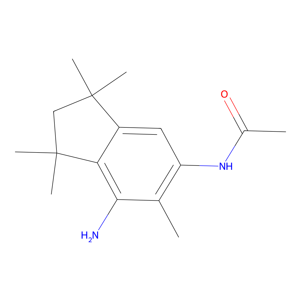 N-(7-amino-1,1,3,3,6-pentamethyl-2,3-dihydro-1H-inden-5-yl)acetamide molecular structure, CAS 1303890-35-8