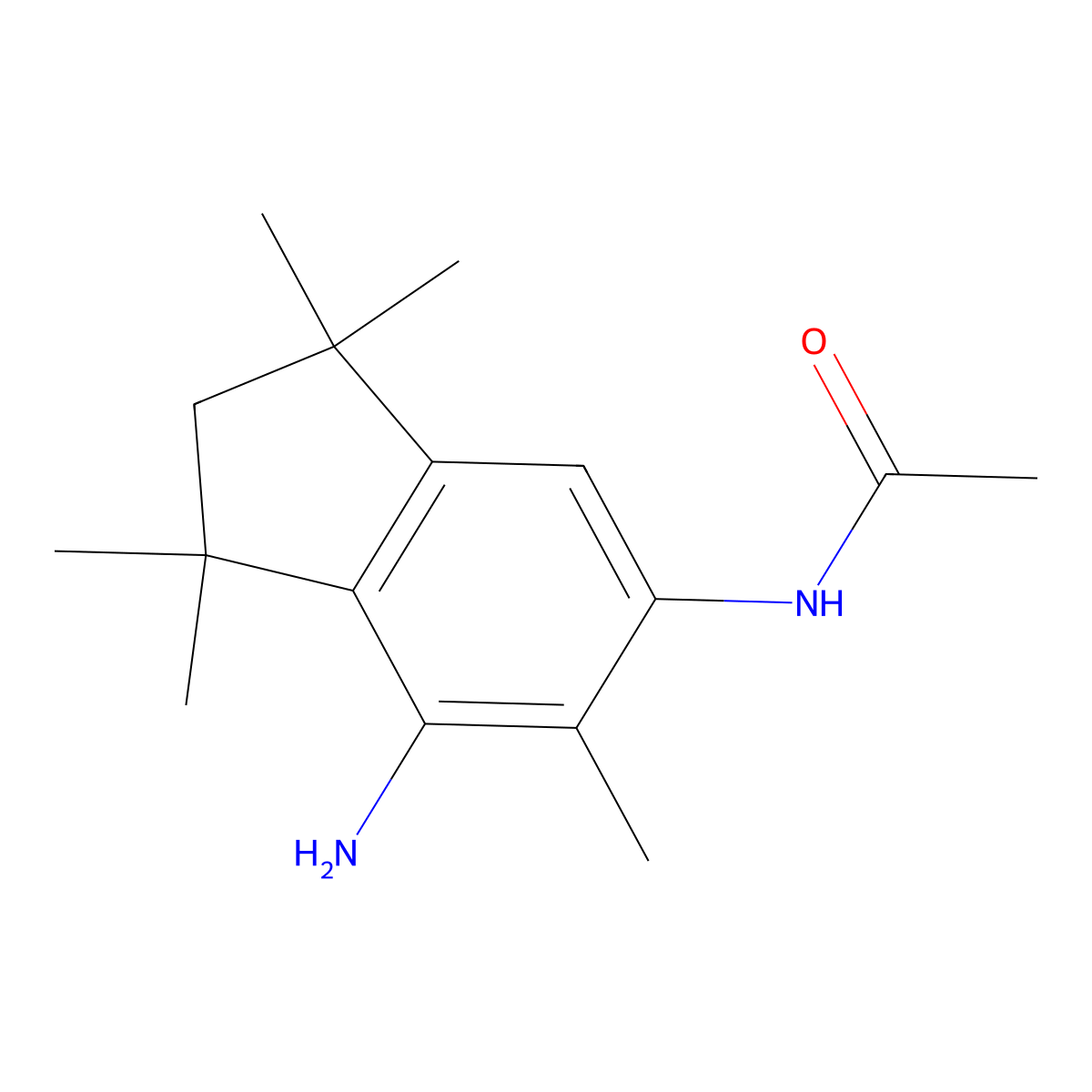 N-(7-amino-1,1,3,3,6-pentamethyl-2,3-dihydro-1H-inden-5-yl)acetamide molecular structure, CAS 1303890-35-8