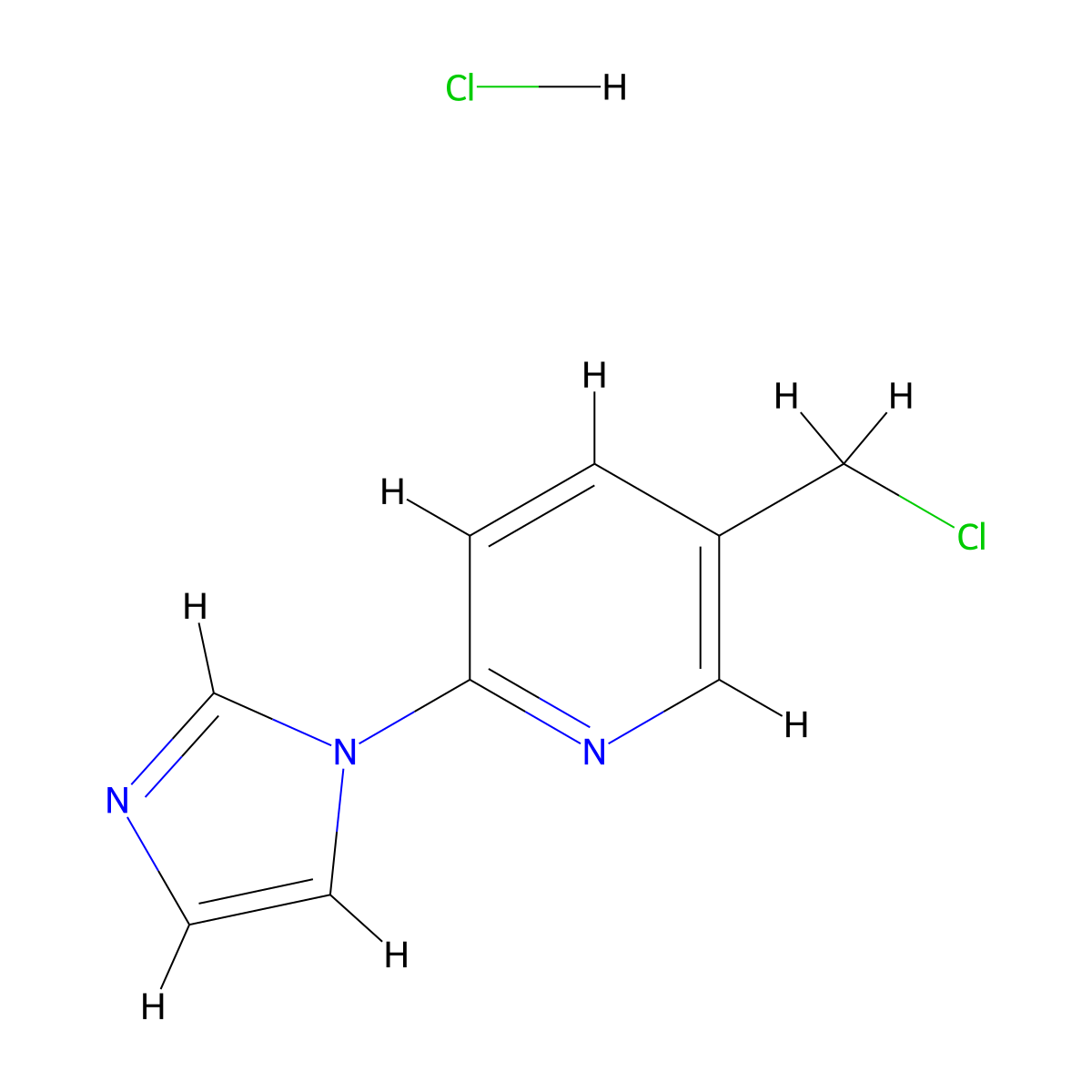 5-(chloromethyl)-2-(1H-imidazol-1-yl)pyridine hydrochloride molecular structure, CAS 1303890-39-2