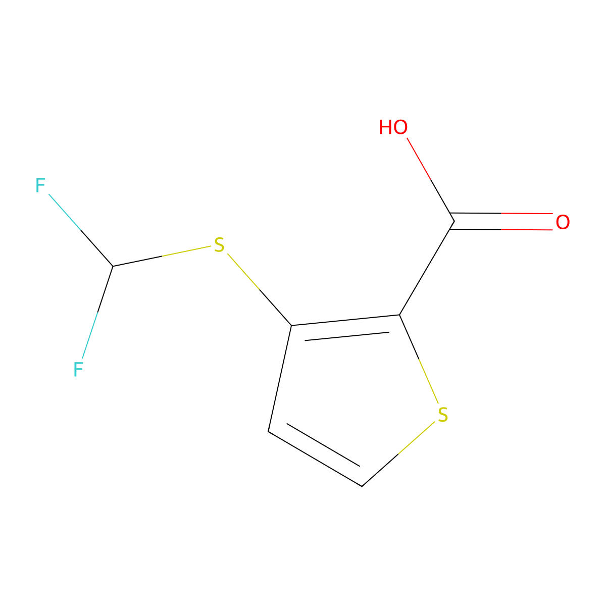 3-[(Difluoromethyl)sulfanyl]thiophene-2-carboxylic acid molecular structure, CAS 1303890-49-4