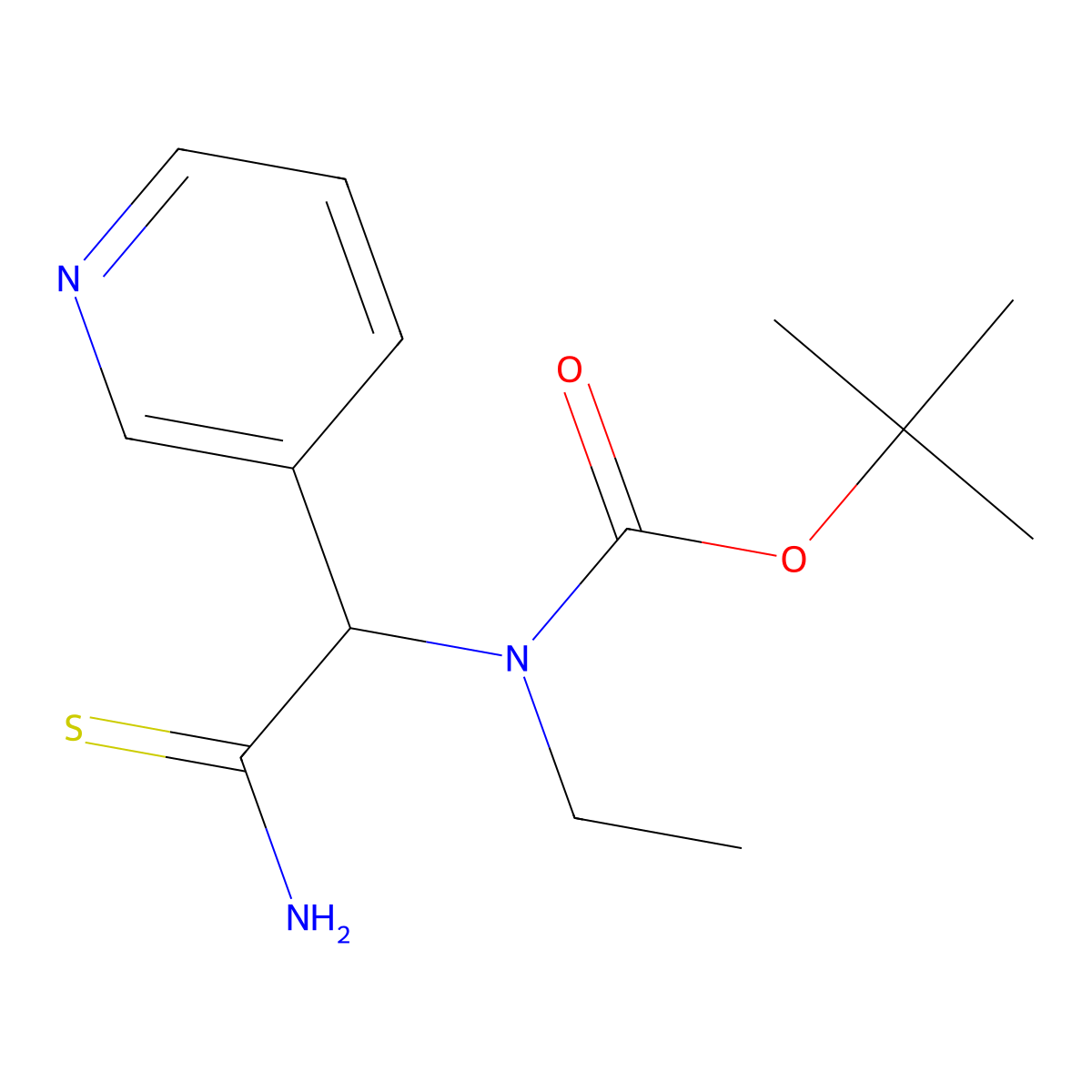 tert-butyl N-[carbamothioyl(pyridin-3-yl)methyl]-N-ethylcarbamate molecular structure, CAS 1303890-55-2