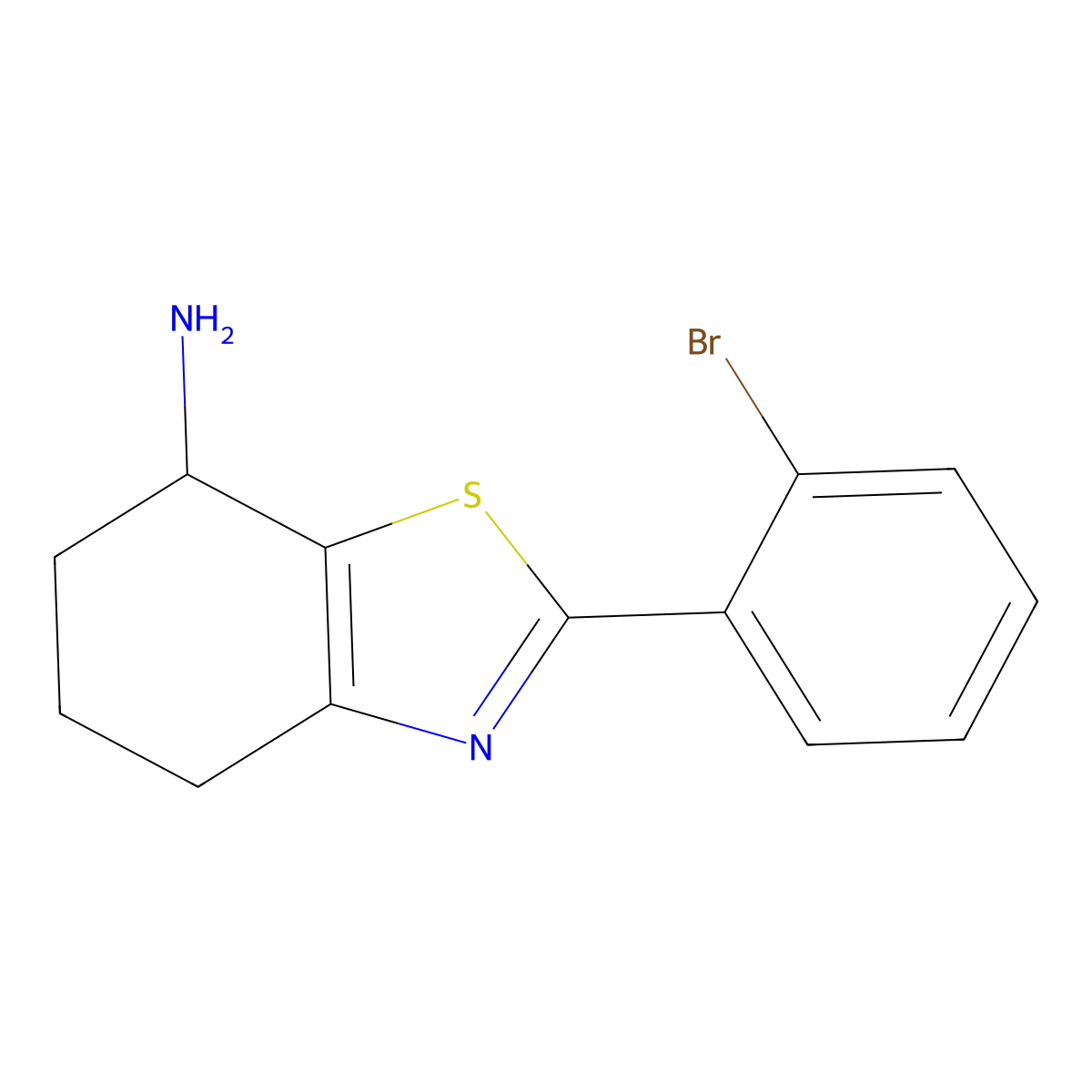 2-(2-Bromophenyl)-4,5,6,7-tetrahydro-1,3-benzothiazol-7-amine molecular structure, CAS 1303890-59-6