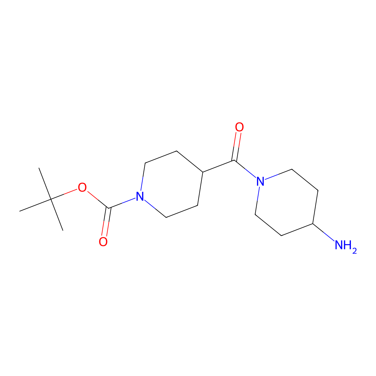 Tert-butyl 4-(4-aminopiperidine-1-carbonyl)piperidine-1-carboxylate molecular structure, CAS 1303890-65-4