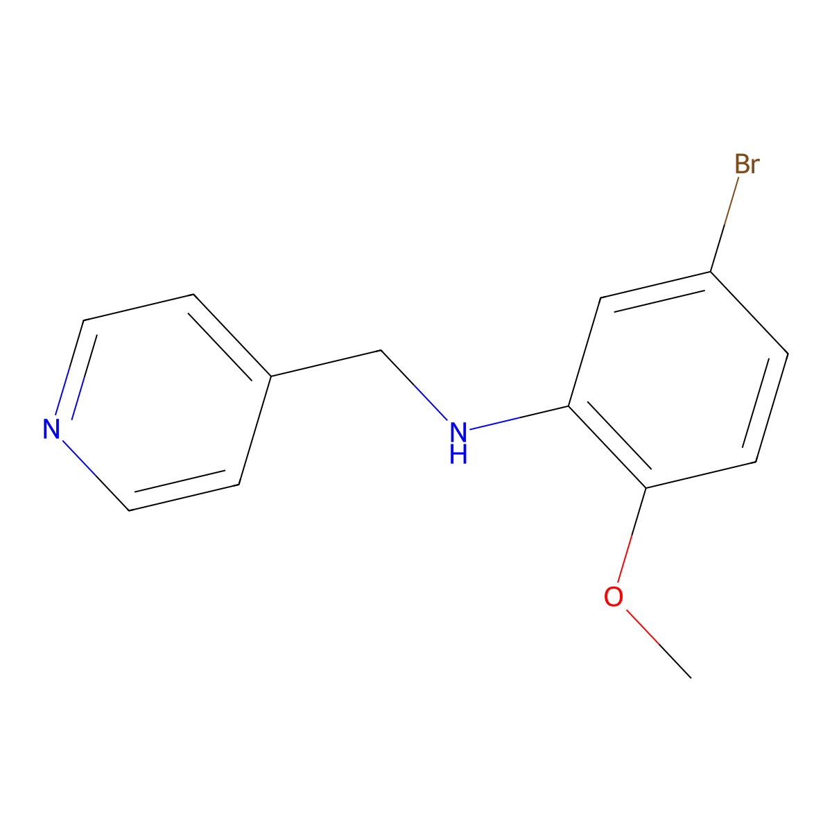 5-bromo-2-methoxy-N-(pyridin-4-ylmethyl)aniline molecular structure, CAS 1303917-46-5