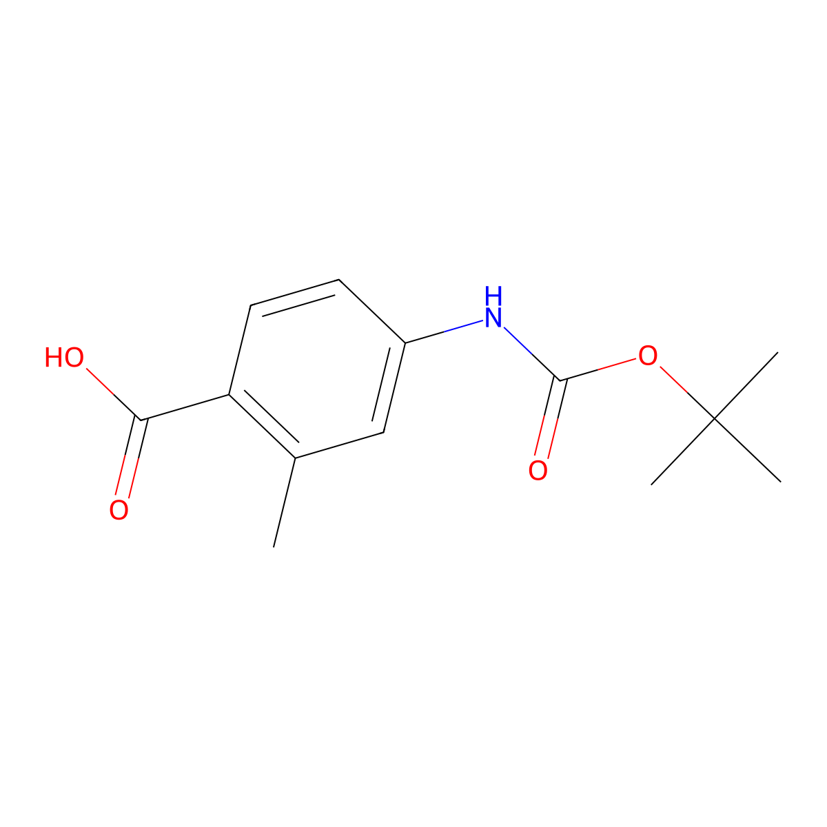 Benzoic acid, 4-[[(1,1-dimethylethoxy)carbonyl]amino]-2-methyl- molecular structure, CAS 1303931-49-8