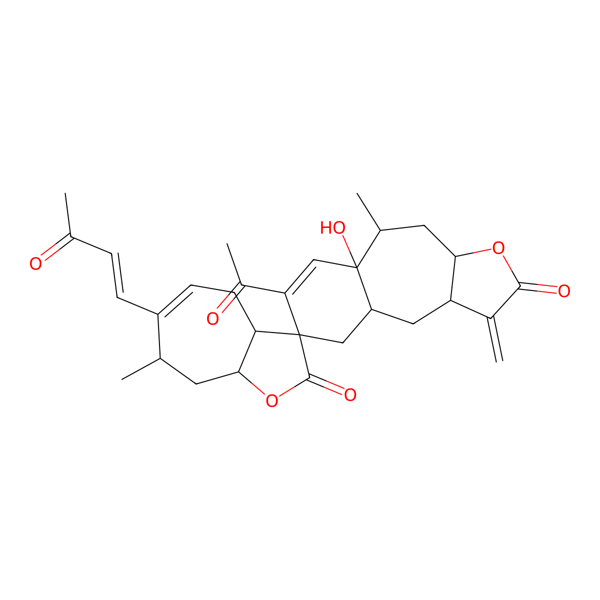 12'-acetyl-10'-hydroxy-7,9'-dimethyl-4'-methylidene-6-[(E)-3-oxobut-1-enyl]spiro[4,7,8,8a-tetrahydro-3aH-cyclohepta[b]furan-3,13'-6-oxatricyclo[8.4.0.03,7]tetradec-11-ene]-2,5'-dione molecular structure, CAS 130395-54-9