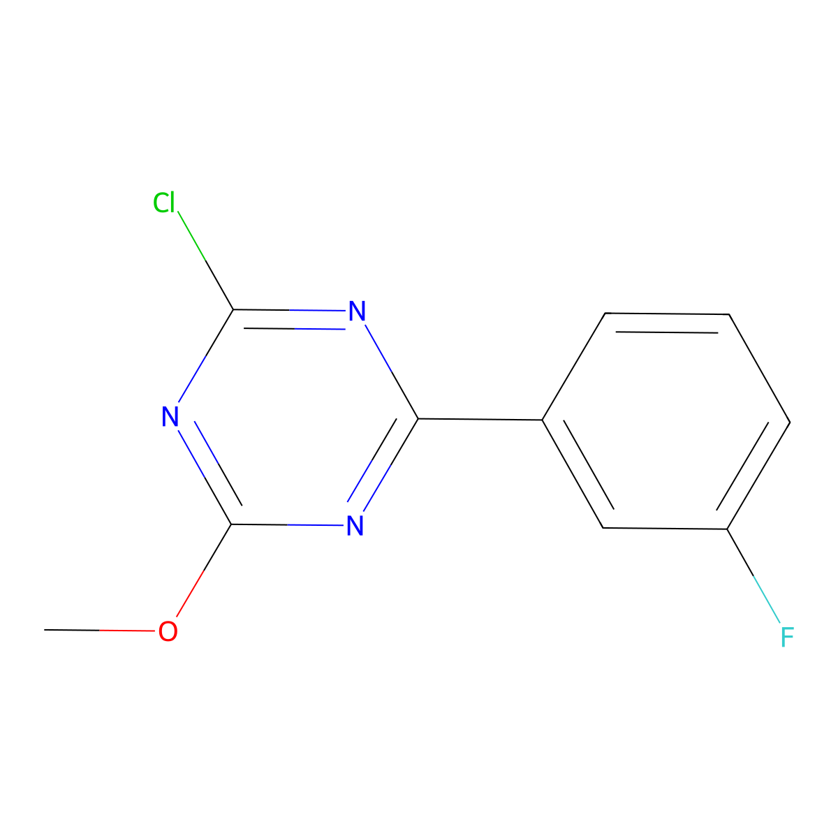 2-Chloro-4-(3-fluorophenyl)-6-methoxy-1,3,5-triazine molecular structure, CAS 1303967-29-4