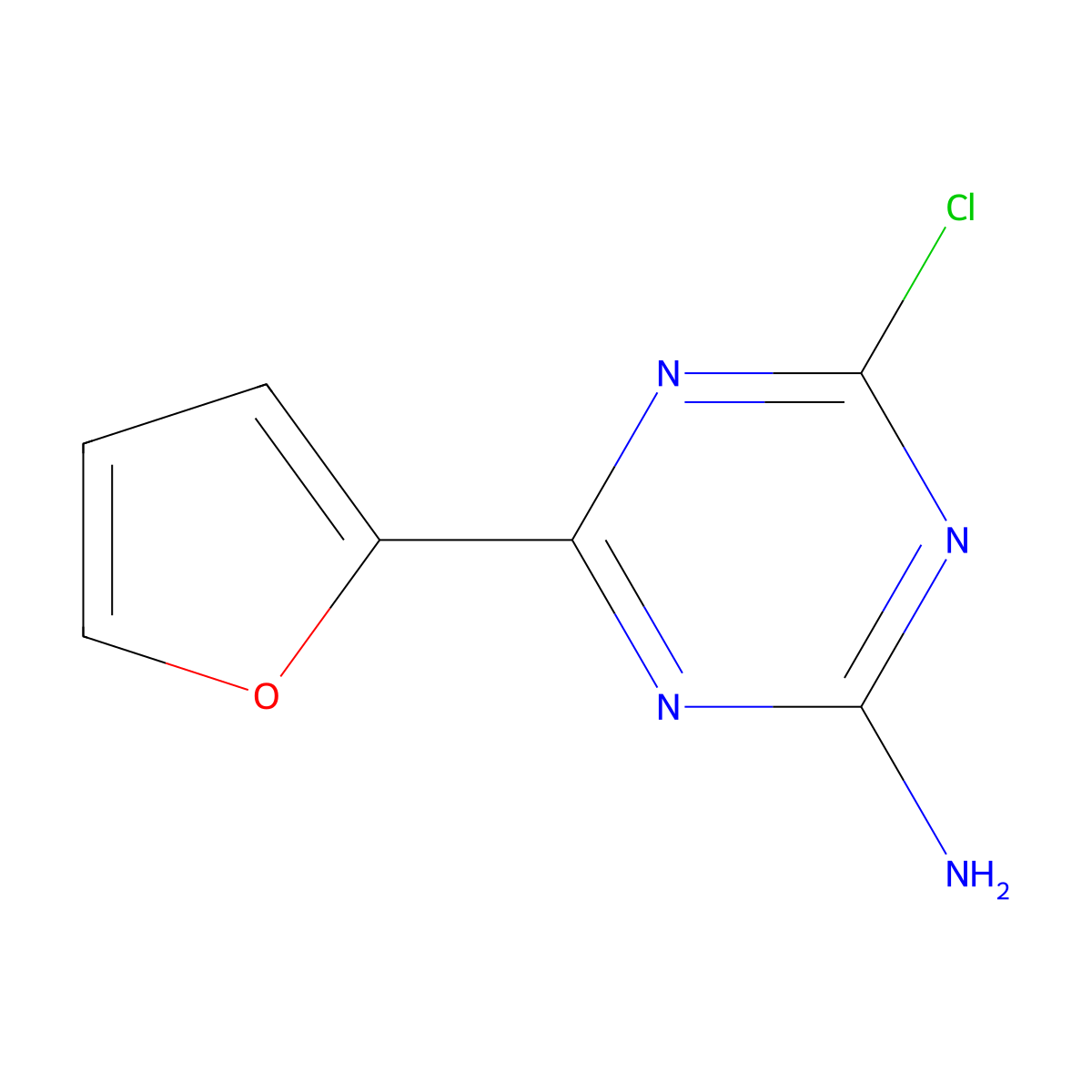 2-Amino-4-chloro-6-(2-furyl)-1,3,5-triazine molecular structure, CAS 1303967-39-6