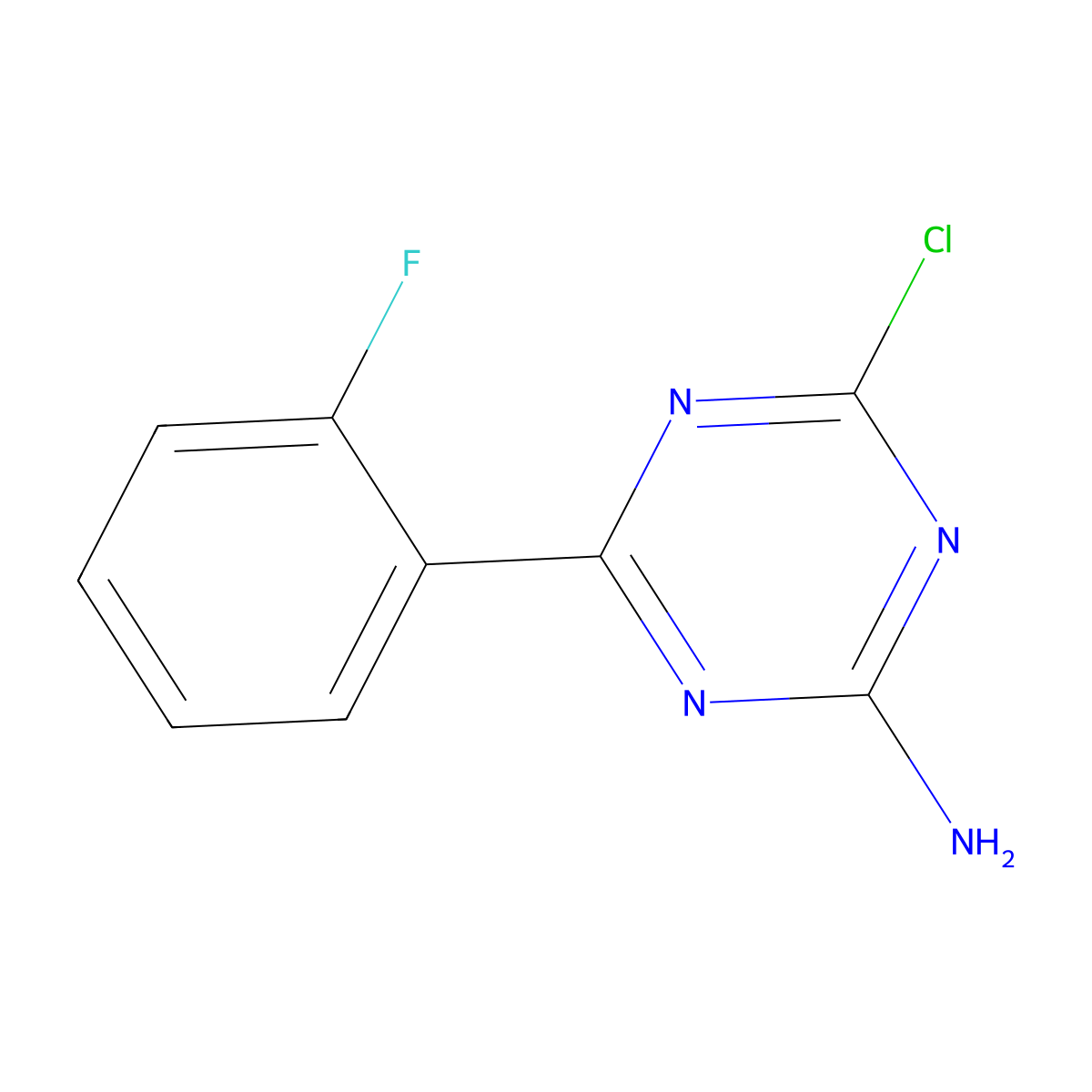 2-Amino-4-chloro-6-(2-fluorophenyl)-1,3,5-triazine molecular structure, CAS 1303967-40-9