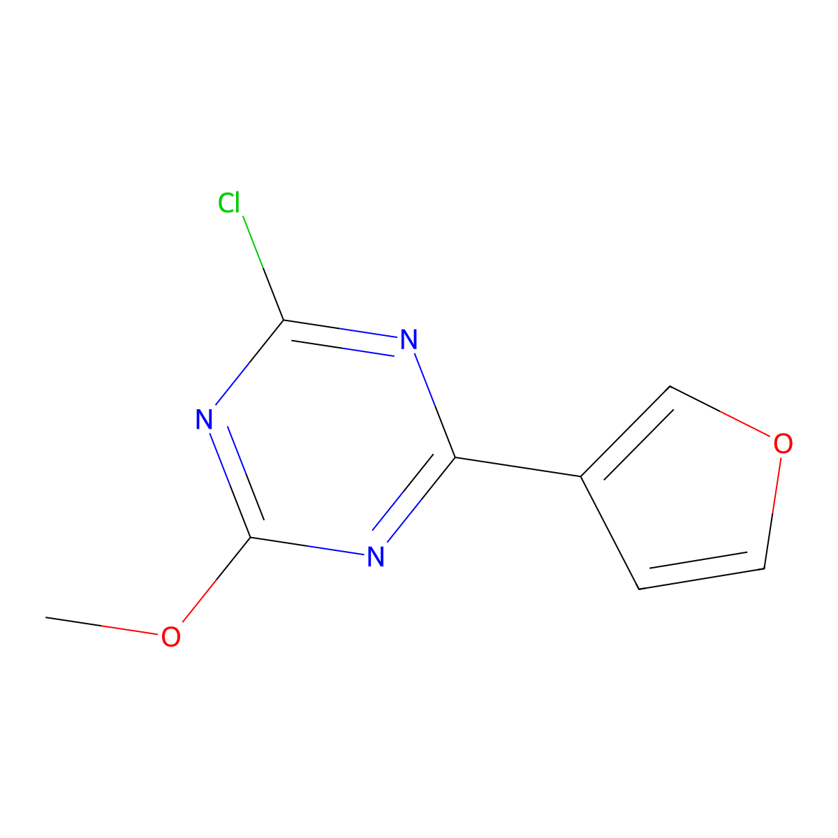 2-Chloro-4-(3-furyl)-6-methoxy-1,3,5-triazine molecular structure, CAS 1303967-54-5