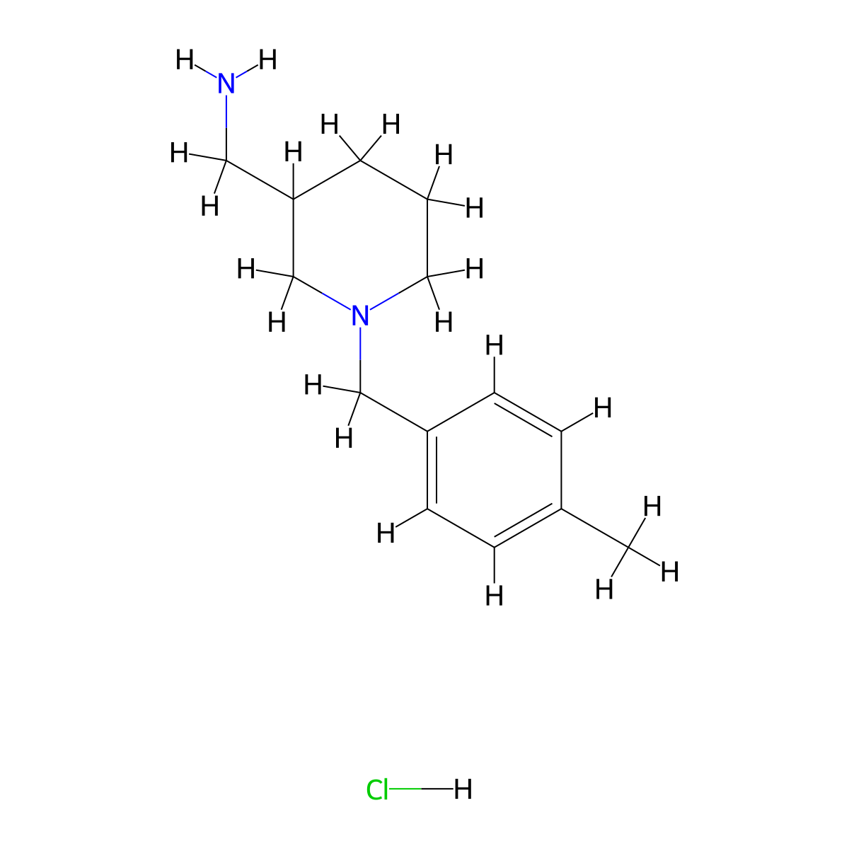 (1-(4-Methylbenzyl)piperidin-3-yl)methanamine hydrochloride molecular structure, CAS 1303967-55-6