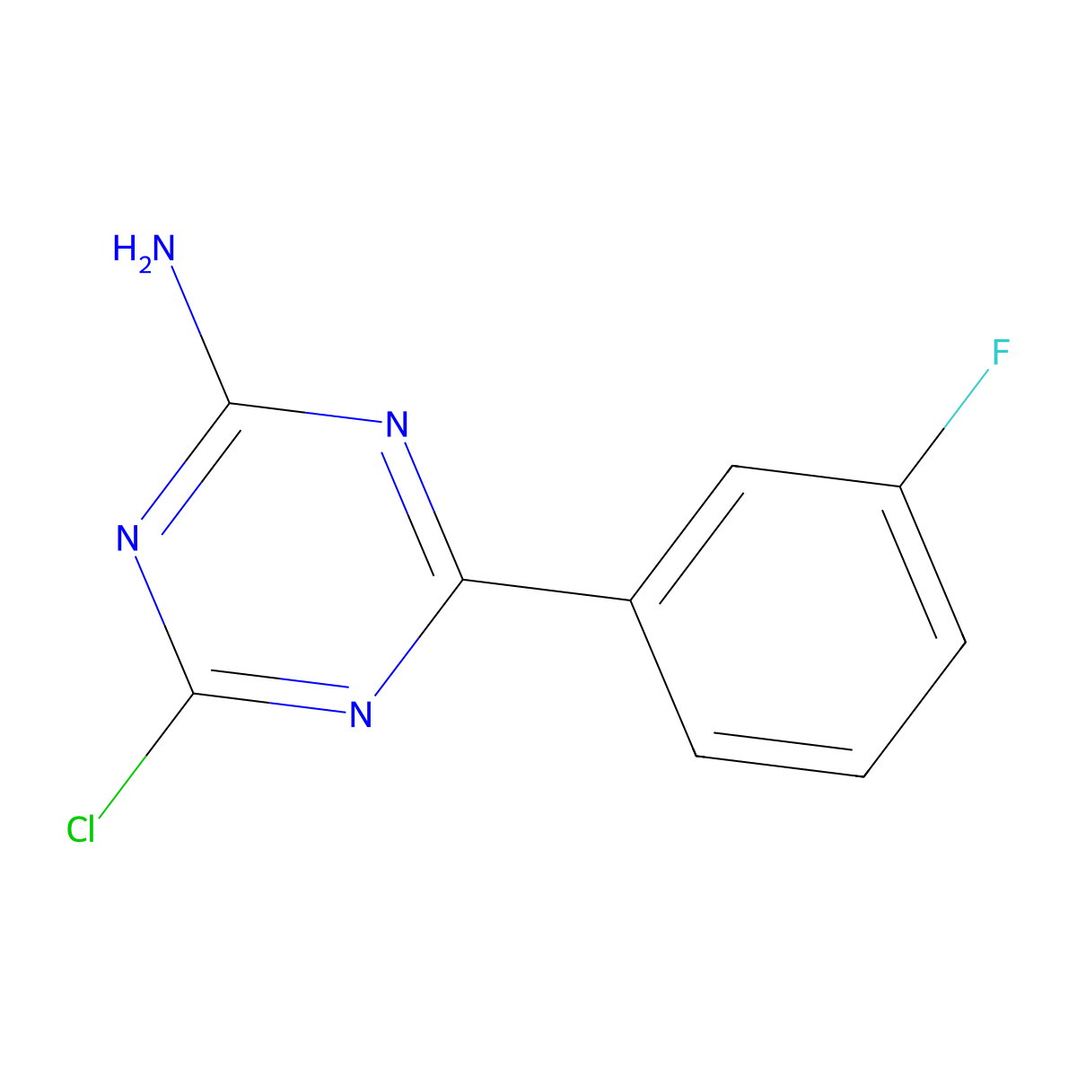 2-Amino-4-chloro-6-(3-fluorophenyl)-1,3,5-triazine molecular structure, CAS 1303967-59-0